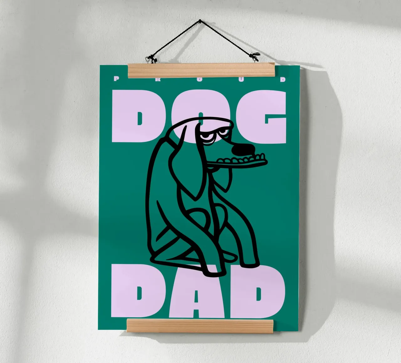 Orgoglioso papà di un cane poster con telaio in legno da Bureau Purpur
