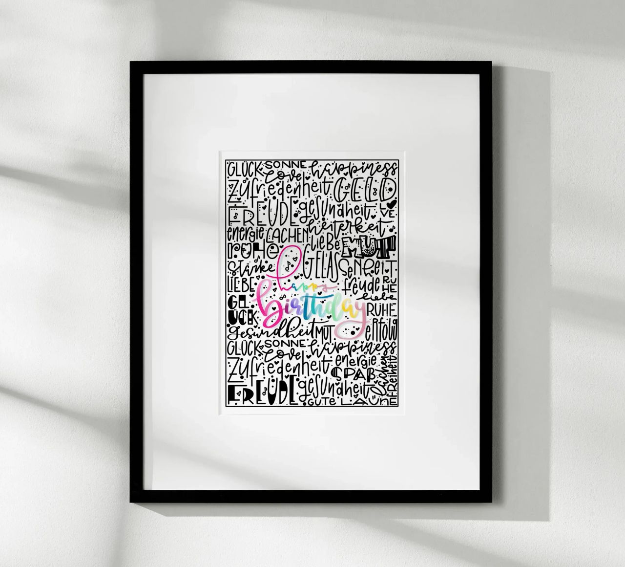 Poster Happy Birthday – Handlettering Print Regenbogenfarben Poster von LIMITED EDITION LETTERS