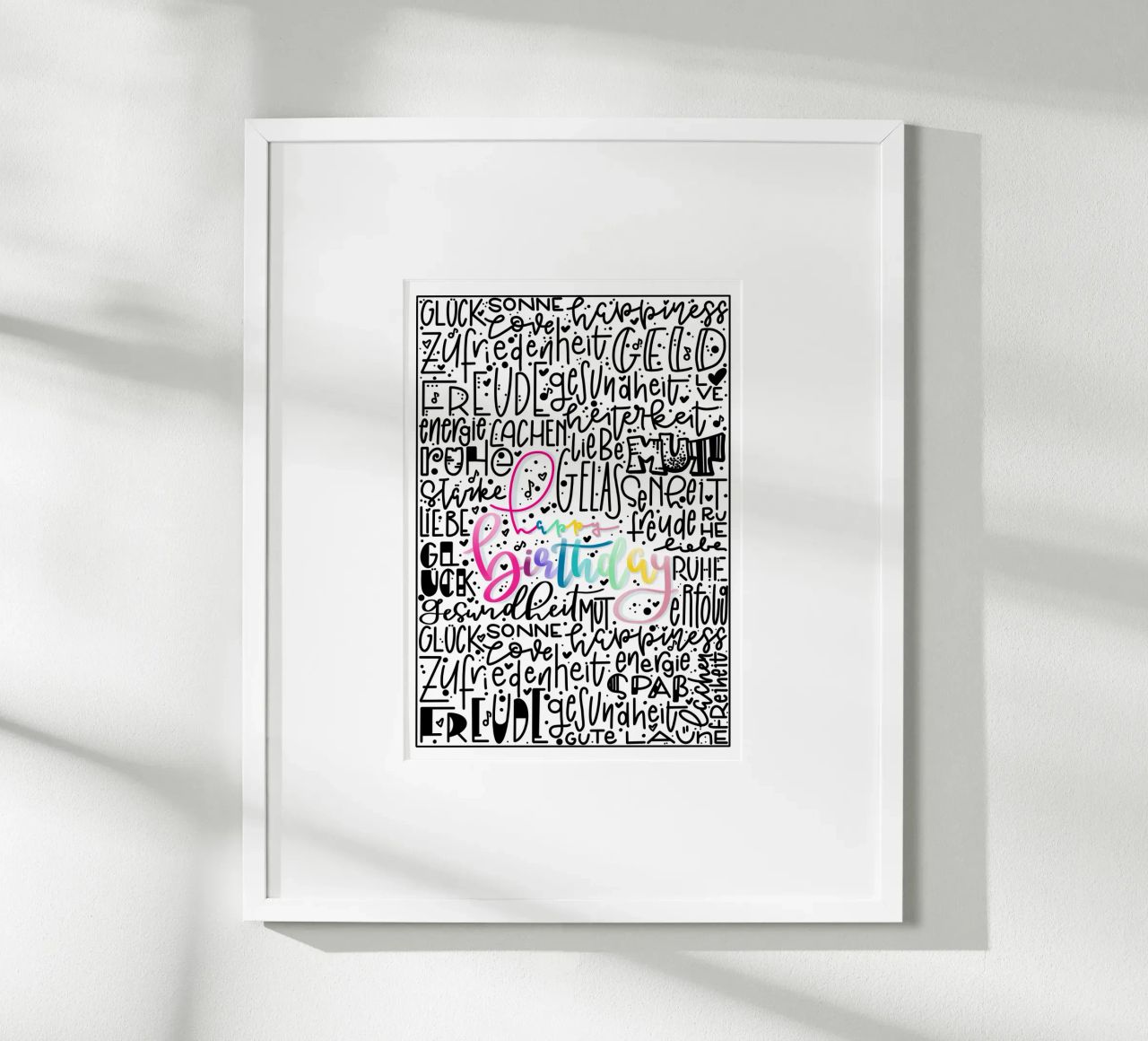 Poster Happy Birthday – Handlettering Print Regenbogenfarben Poster von LIMITED EDITION LETTERS