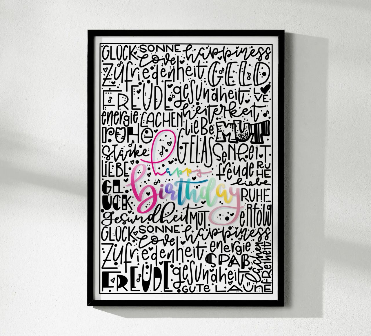 Poster Happy Birthday – Handlettering Print Regenbogenfarben Poster von LIMITED EDITION LETTERS
