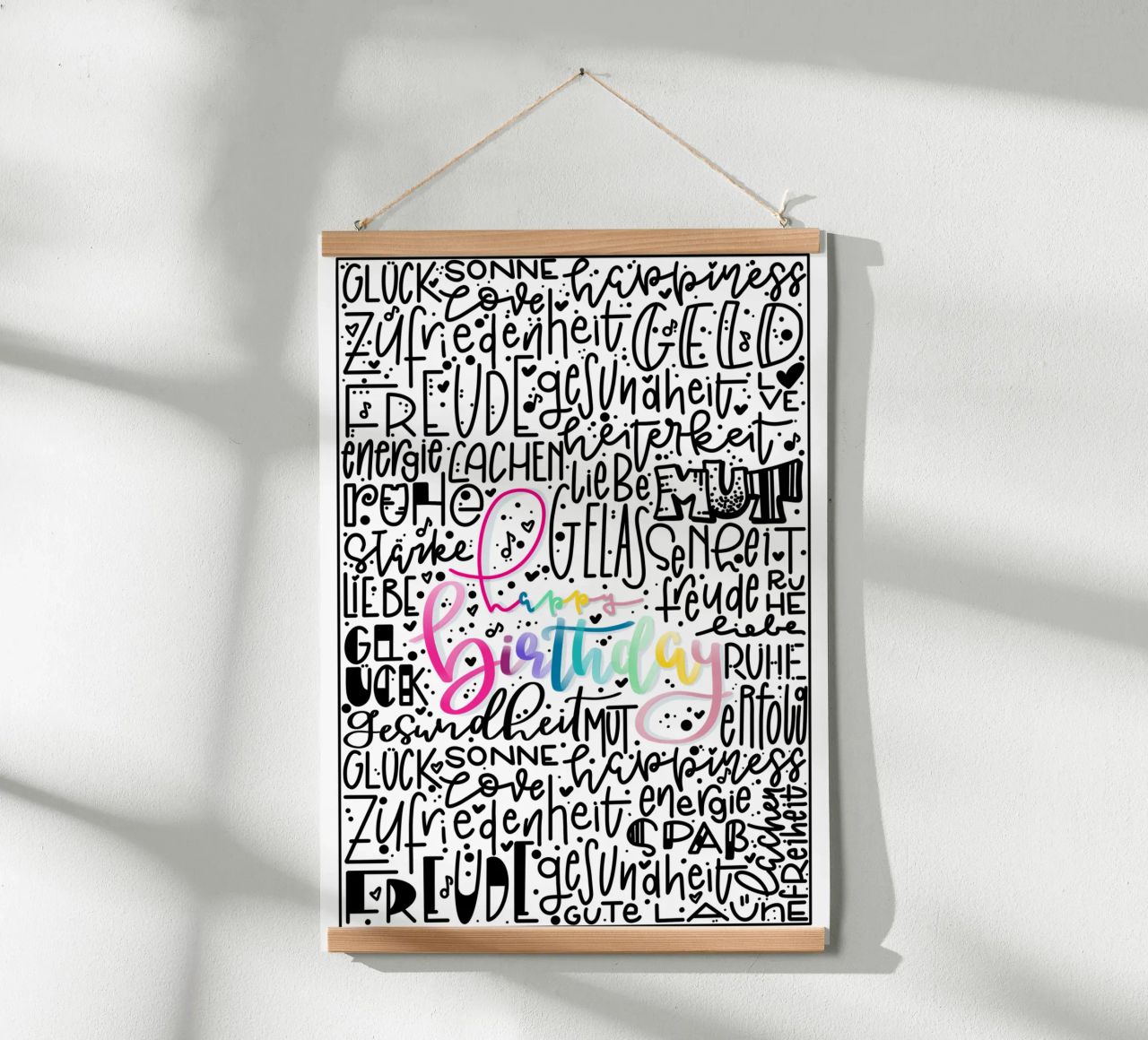 Poster Happy Birthday – Handlettering Print Regenbogenfarben Poster von LIMITED EDITION LETTERS