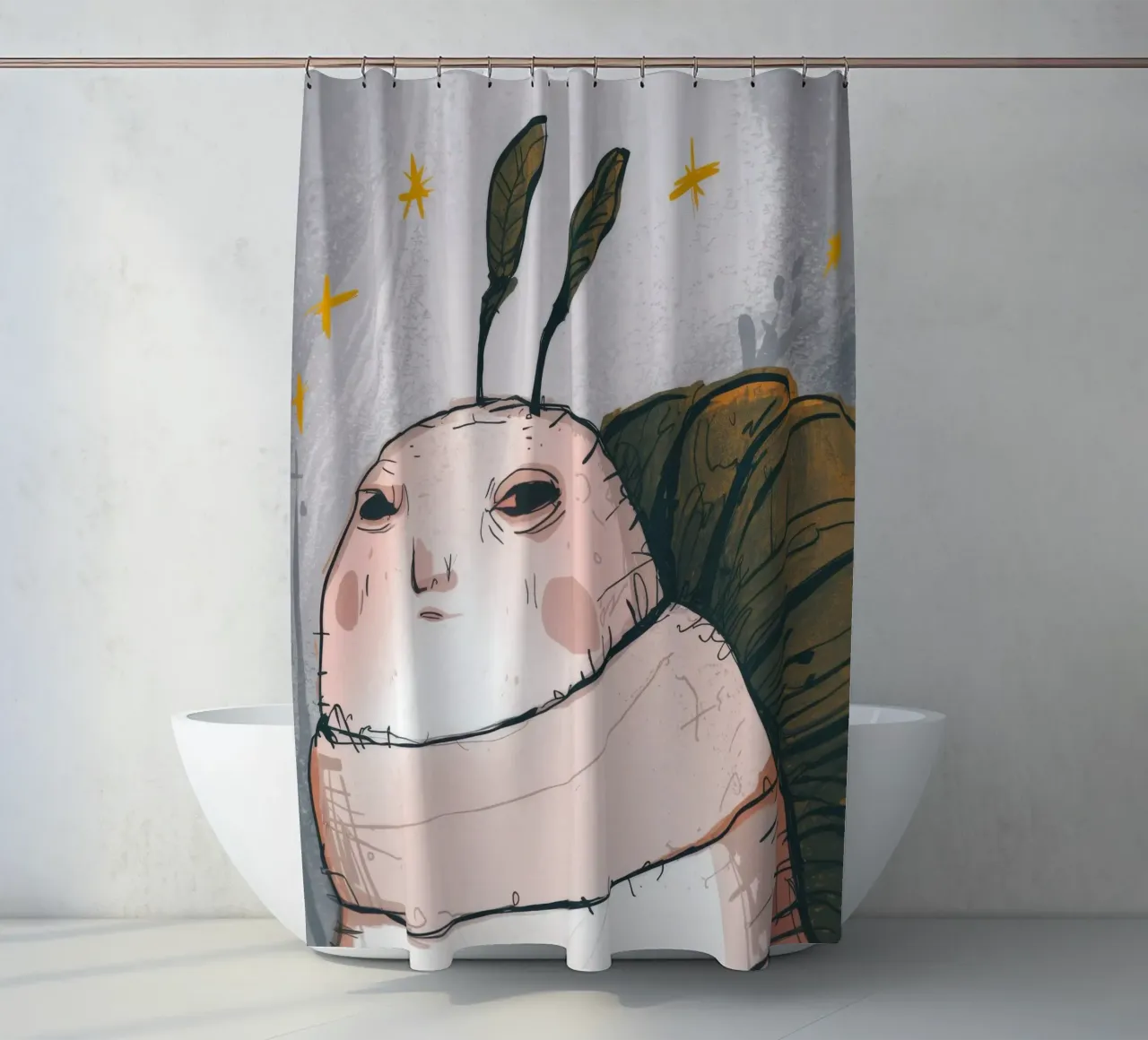 Grumpy Cloud Thoughts shower curtain by Timeless Huse