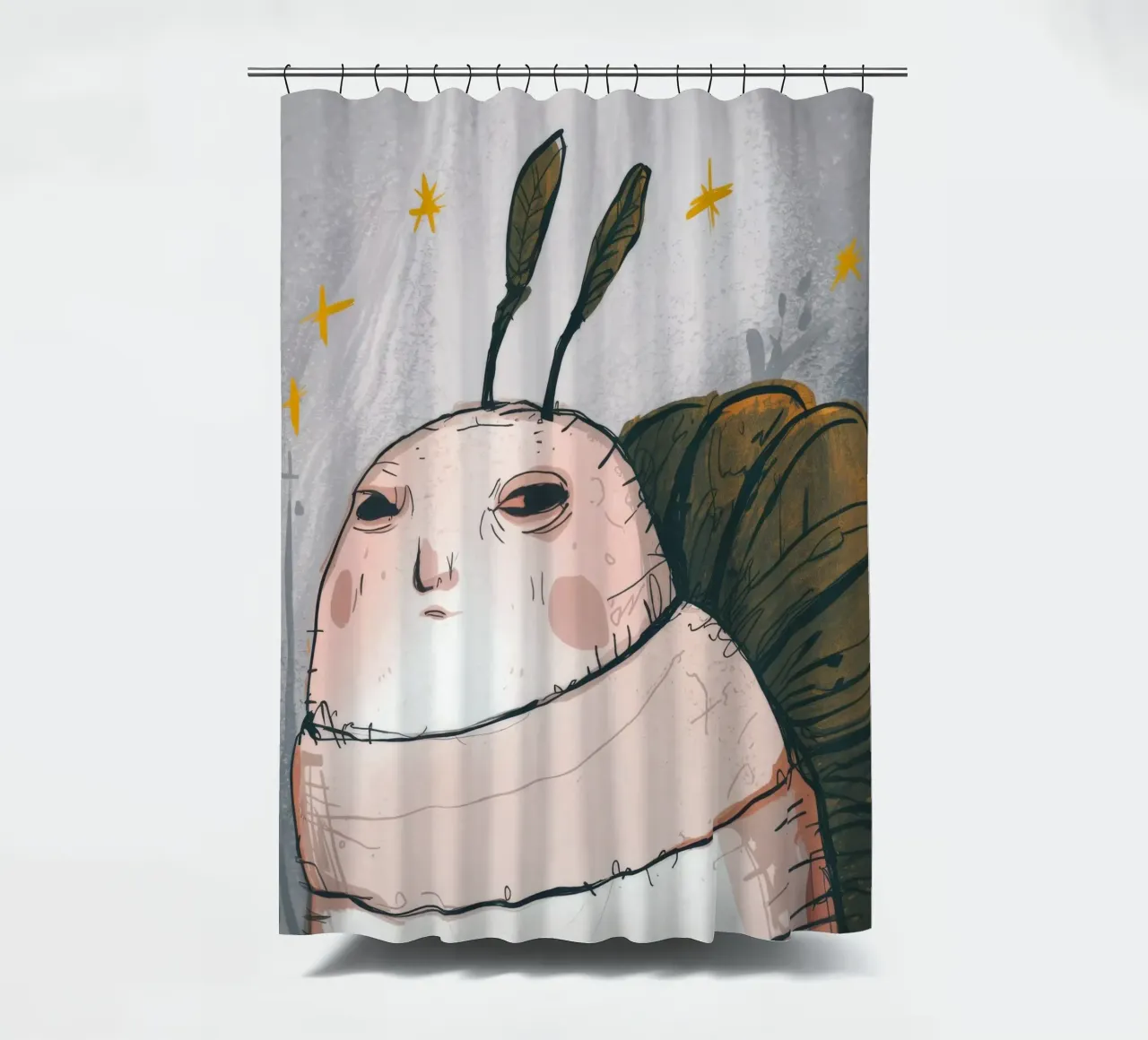 Grumpy Cloud Thoughts shower curtain by Timeless Huse