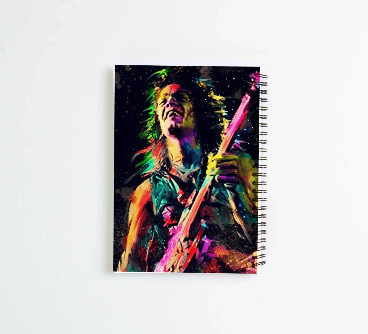 Eddie Van Halen abstrakte bunte Pop-Art Ringbuch von Hantamrata