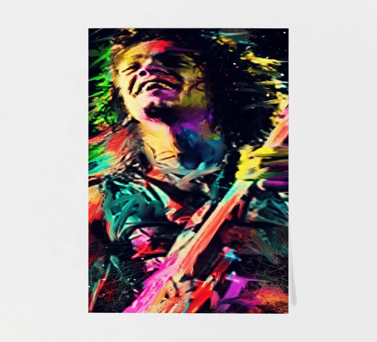 Eddie Van Halen abstrait coloré pop art planche autocollant de Hantamrata