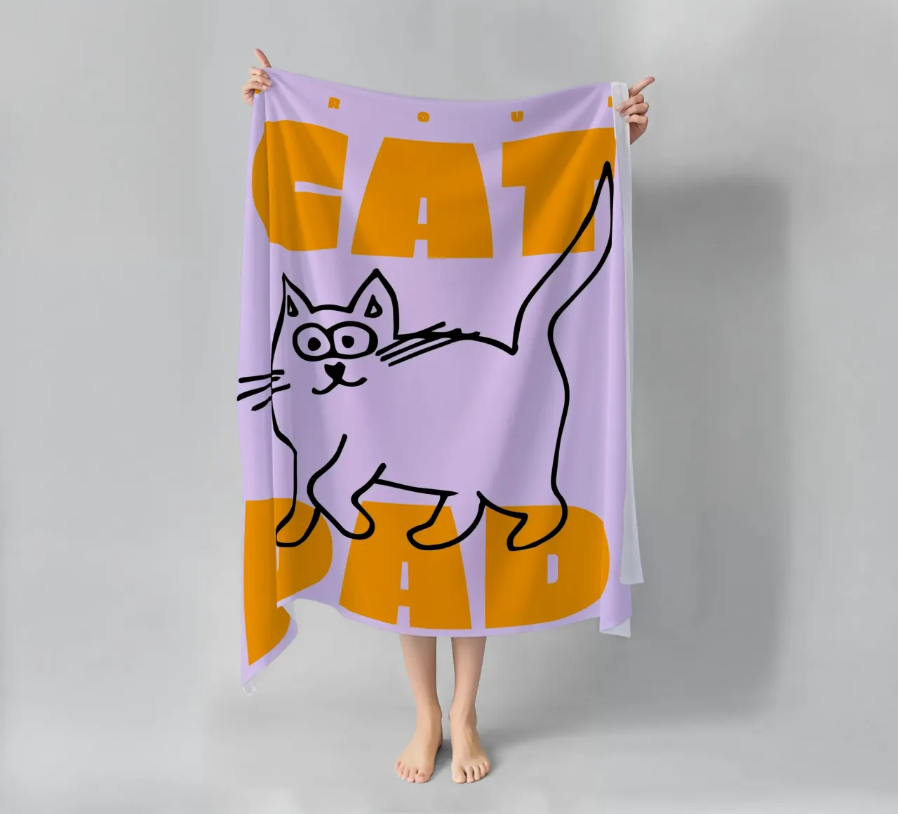 Trotse kattenvader I strandhanddoek van Bureau Purpur
