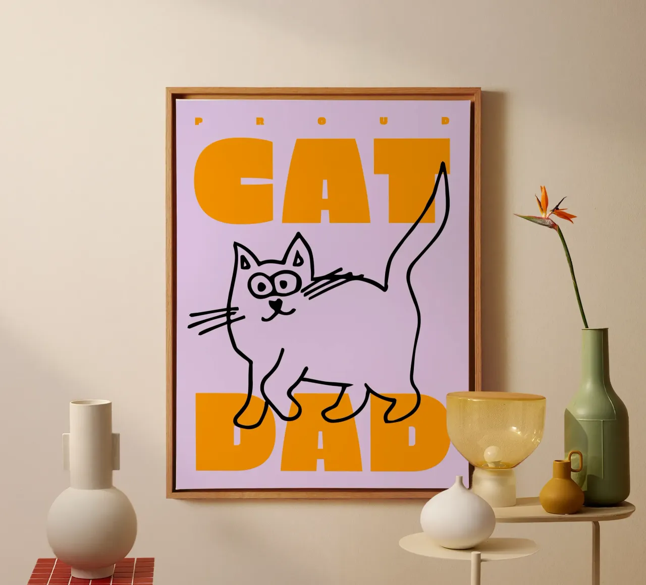 Trotse kattenvader I canvas van Bureau Purpur