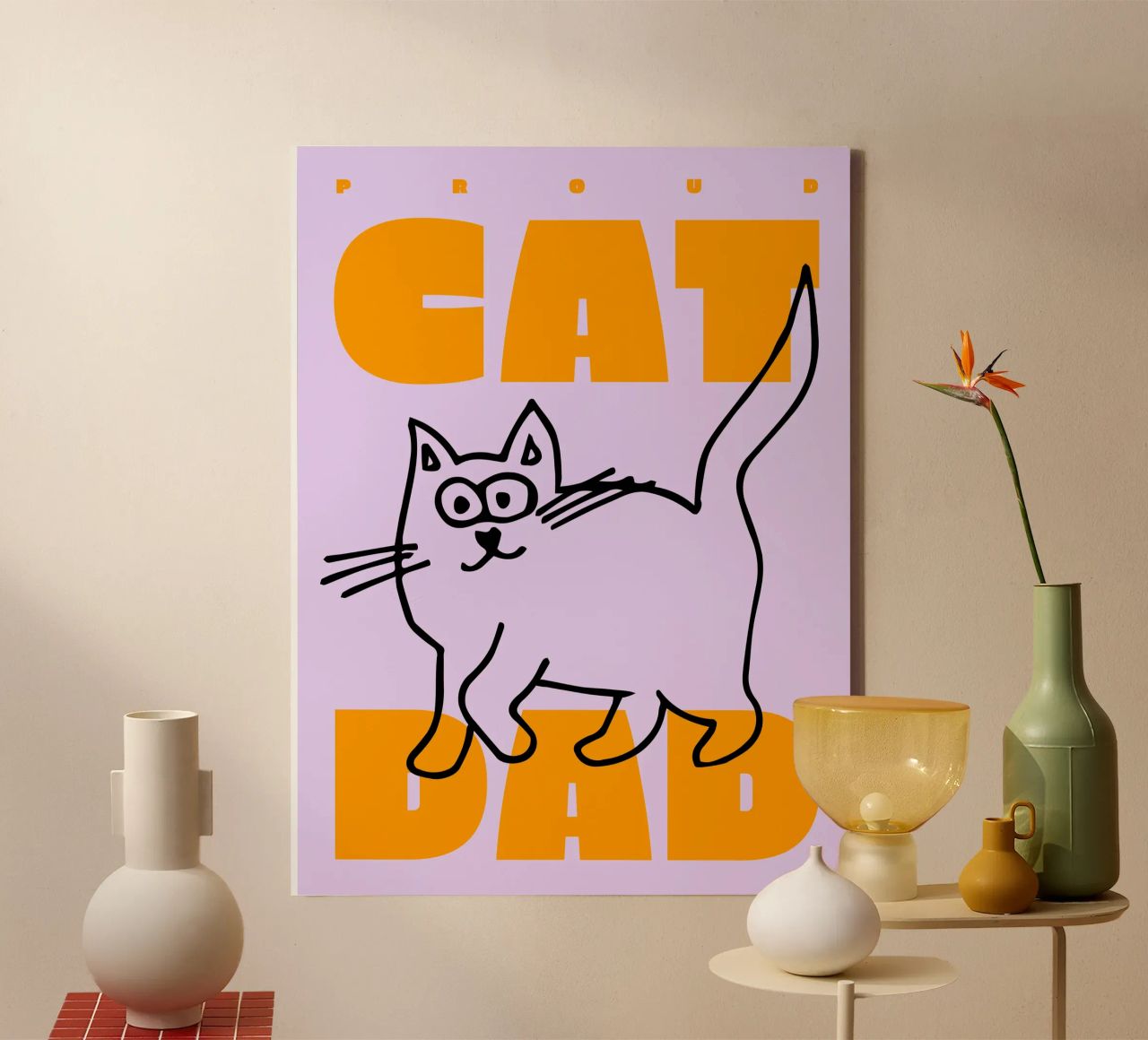 Trotse kattenvader I canvas van Bureau Purpur