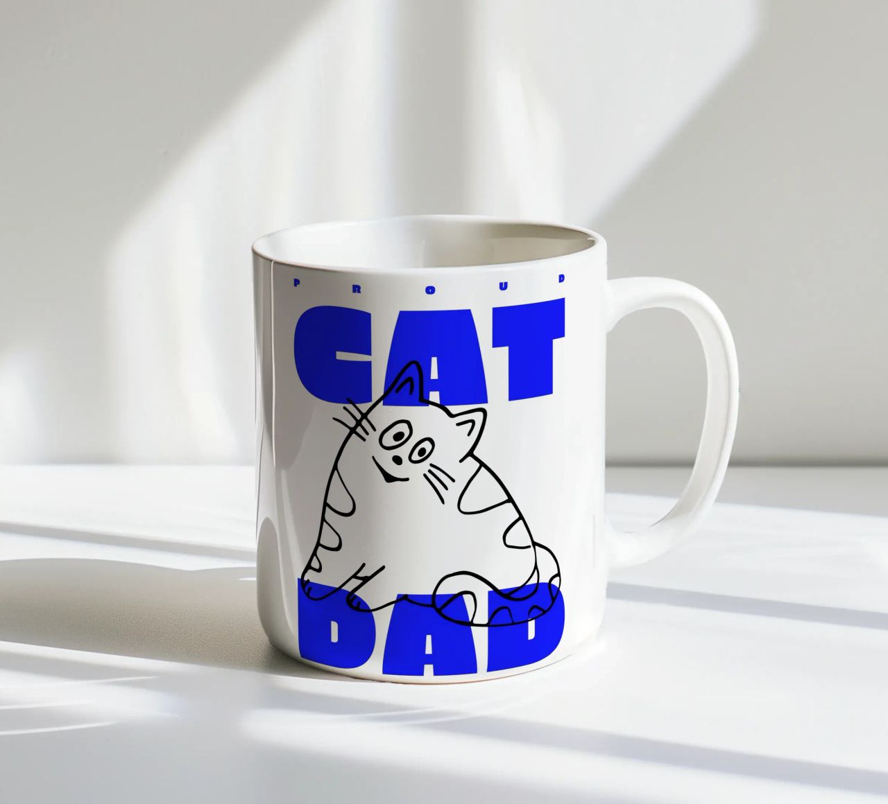 Trotse kattenvader II keramische mok van Bureau Purpur