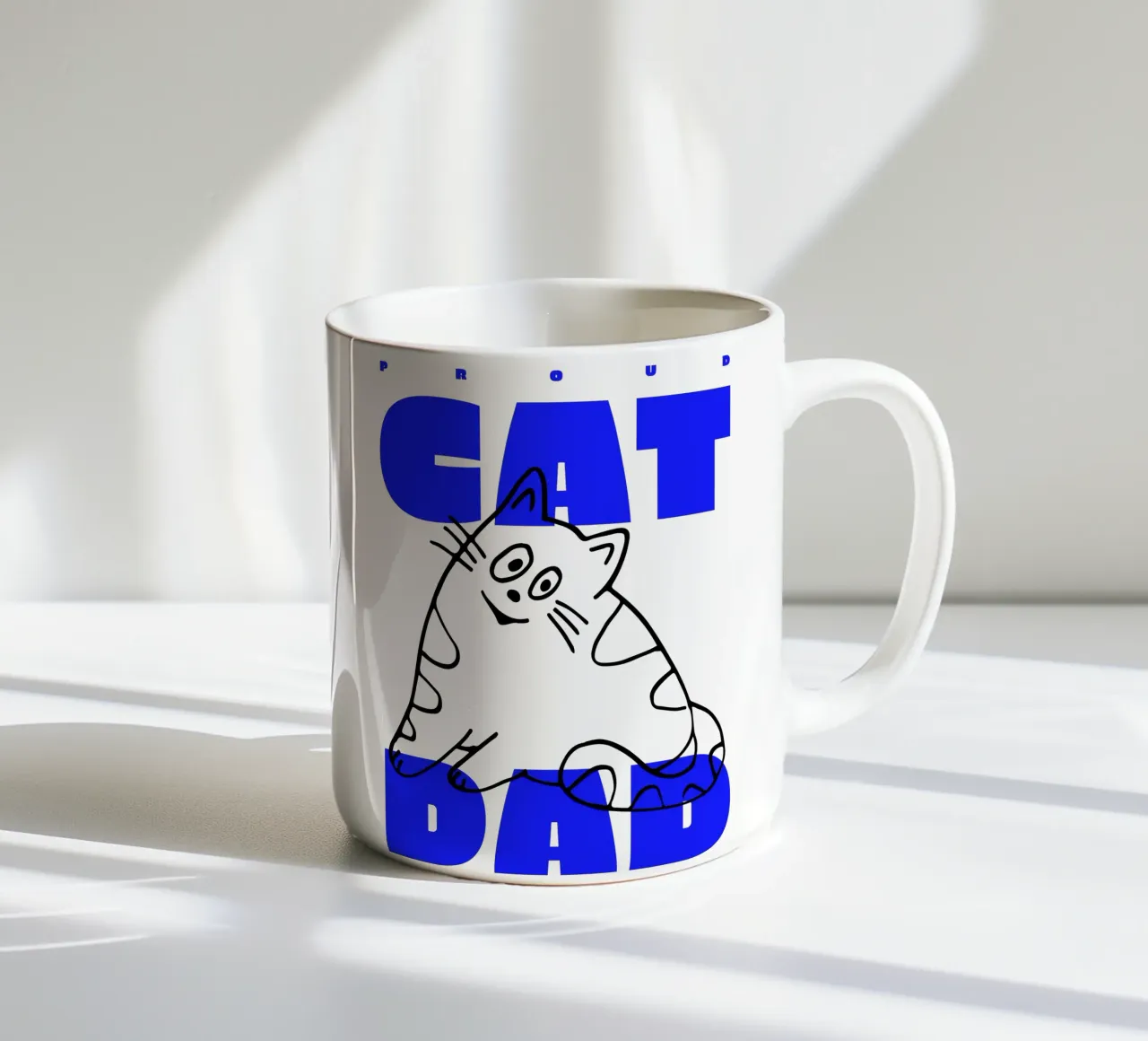 Stolzer Katzenpapa II Keramik Tasse von Bureau Purpur