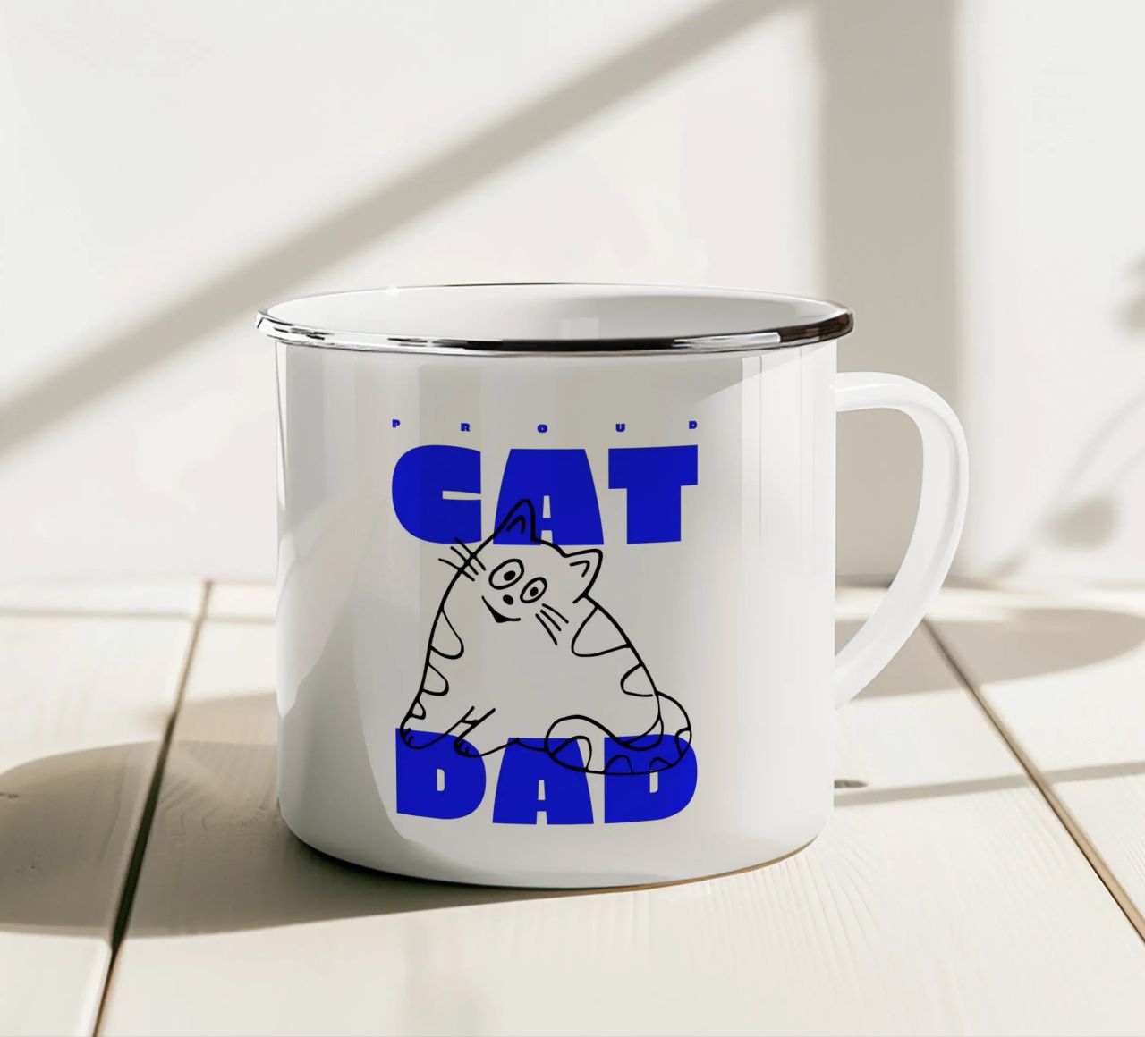 Trotse kattenvader II emaille mok van Bureau Purpur