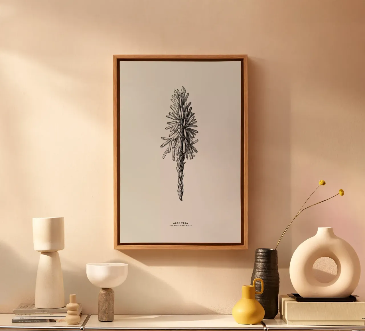 Aloe Vera tela con Cornice a cassetta da Flora & Fauna
