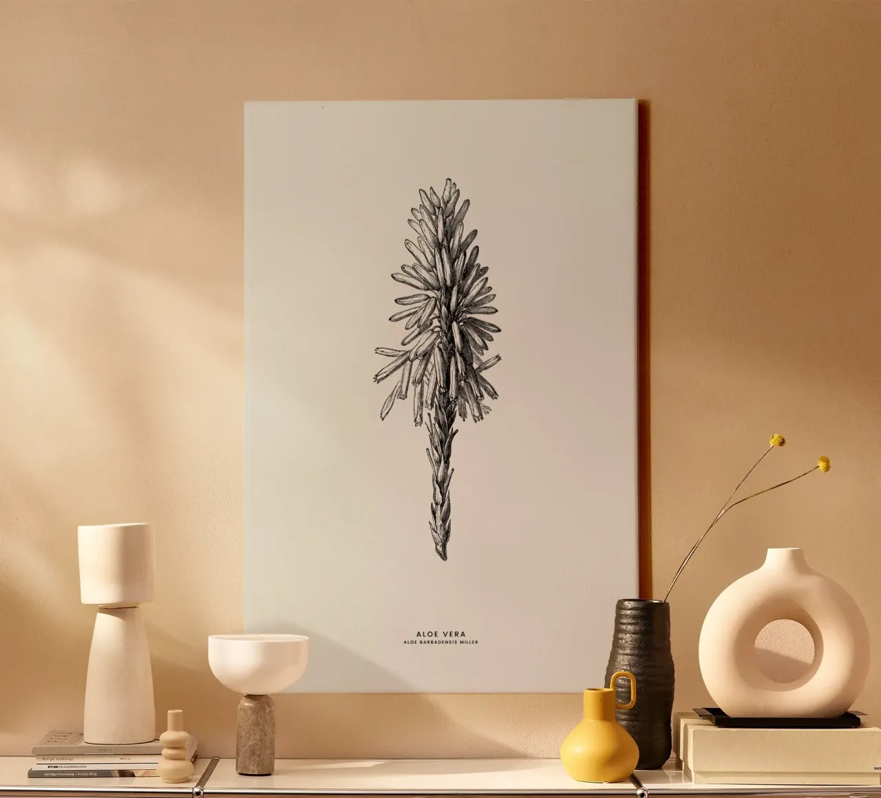 Aloe Vera tela con Cornice a cassetta da Flora & Fauna