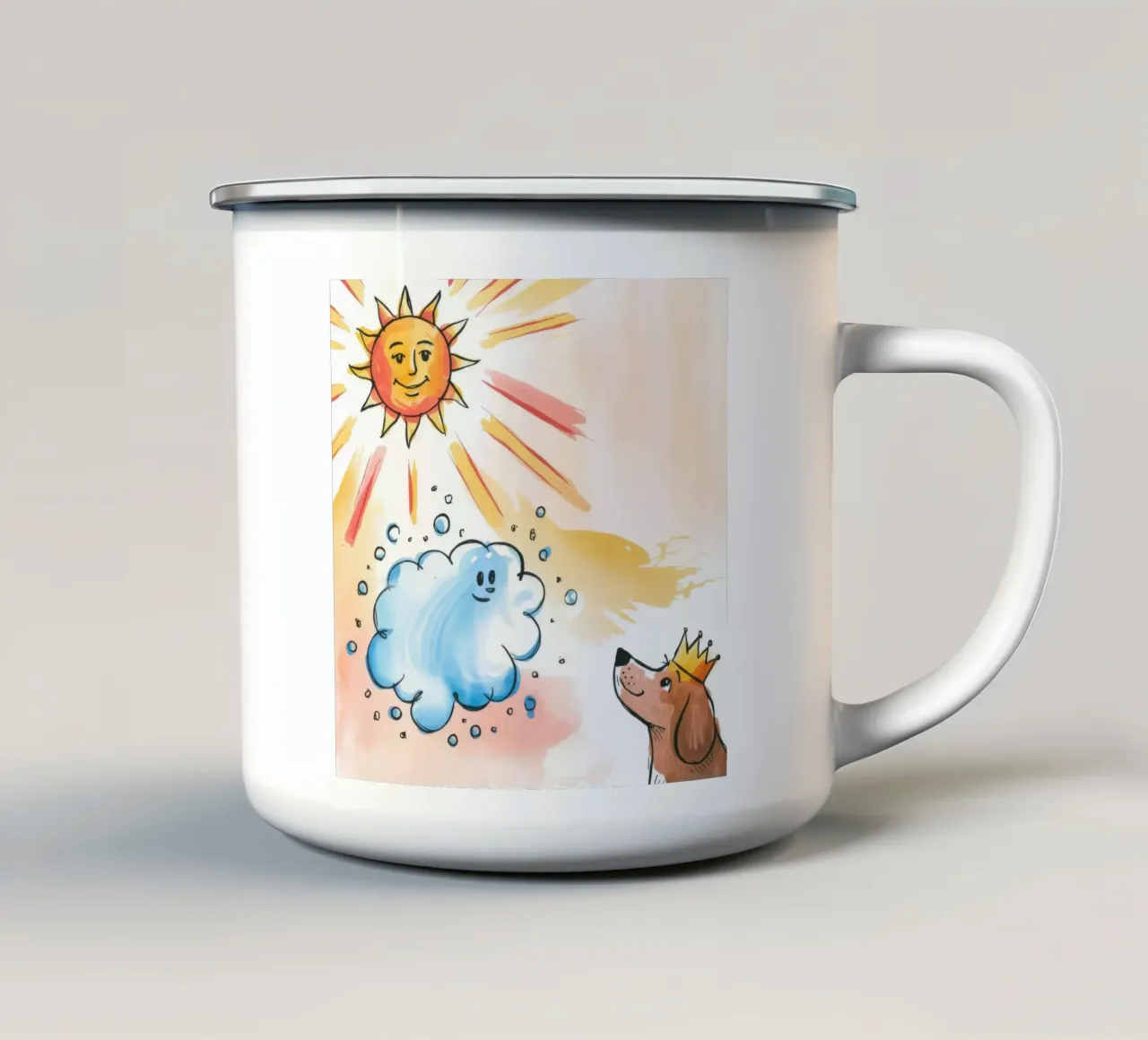 Re delle nuvole illuminate dal sole tazza in smalto da Timeless Huse