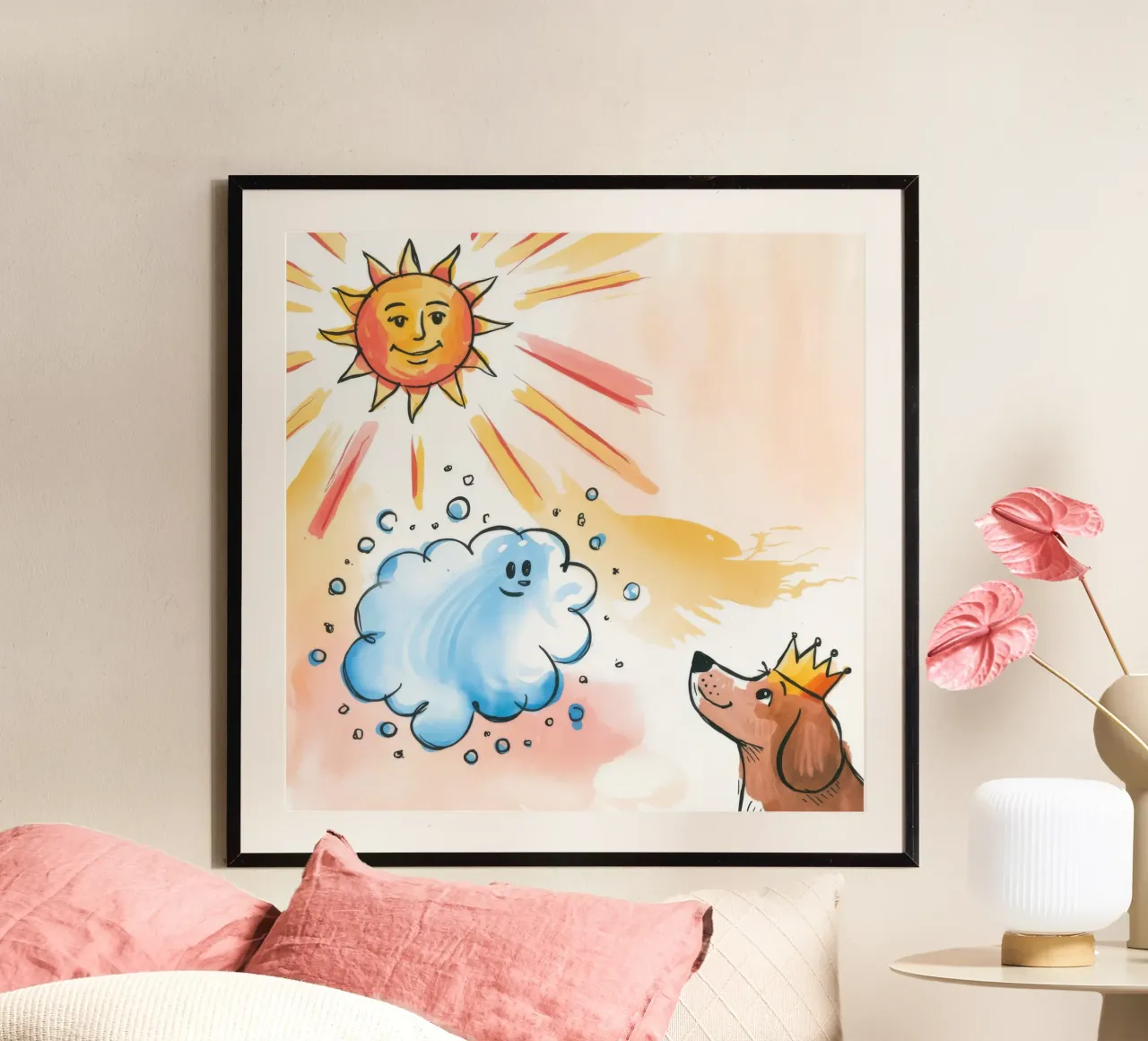 Re delle nuvole illuminate dal sole poster con telaio in alluminio da Timeless Huse