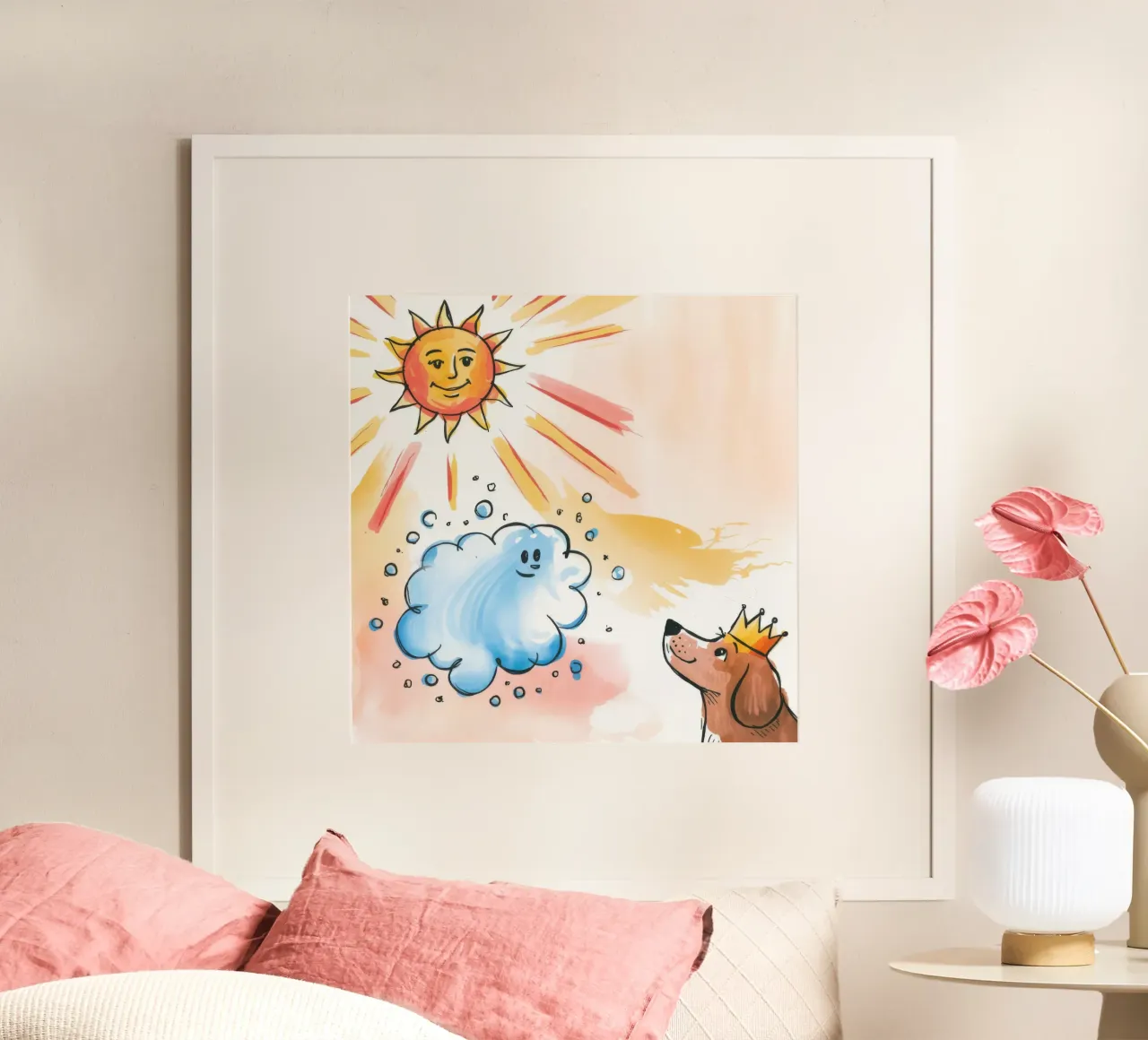 Re delle nuvole illuminate dal sole poster con telaio in alluminio da Timeless Huse