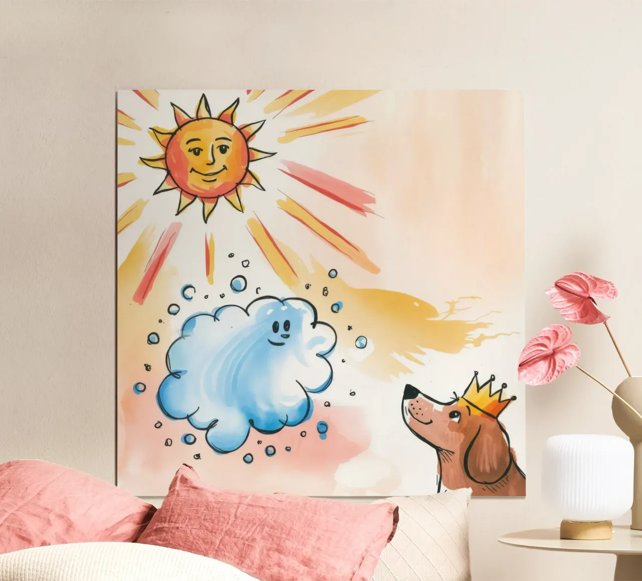 Re delle nuvole illuminate dal sole poster con telaio in alluminio da Timeless Huse