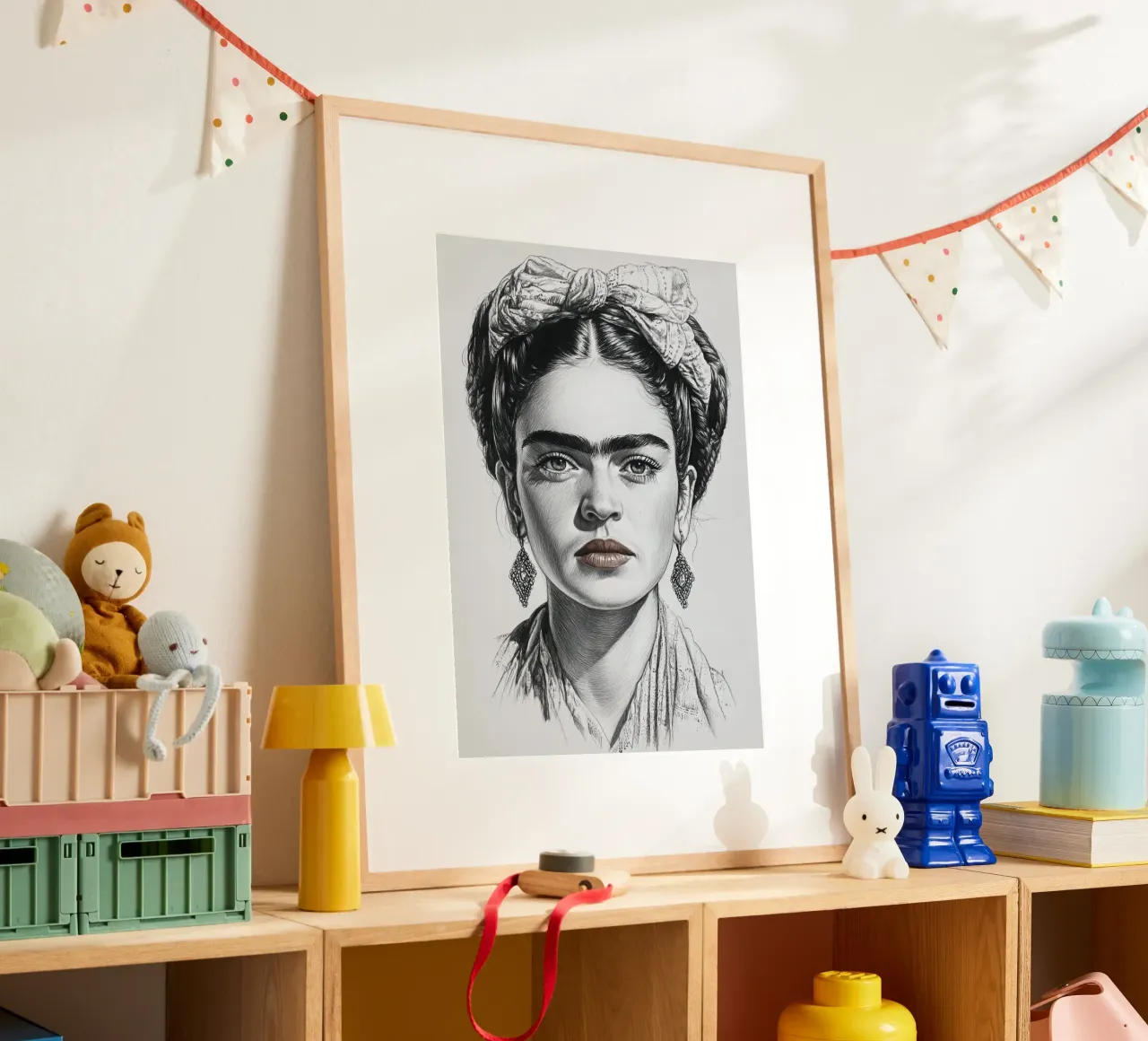 Frida Kahlo - Sii gentile con te stesso poster con telaio in plastica da Fantasias Florales
