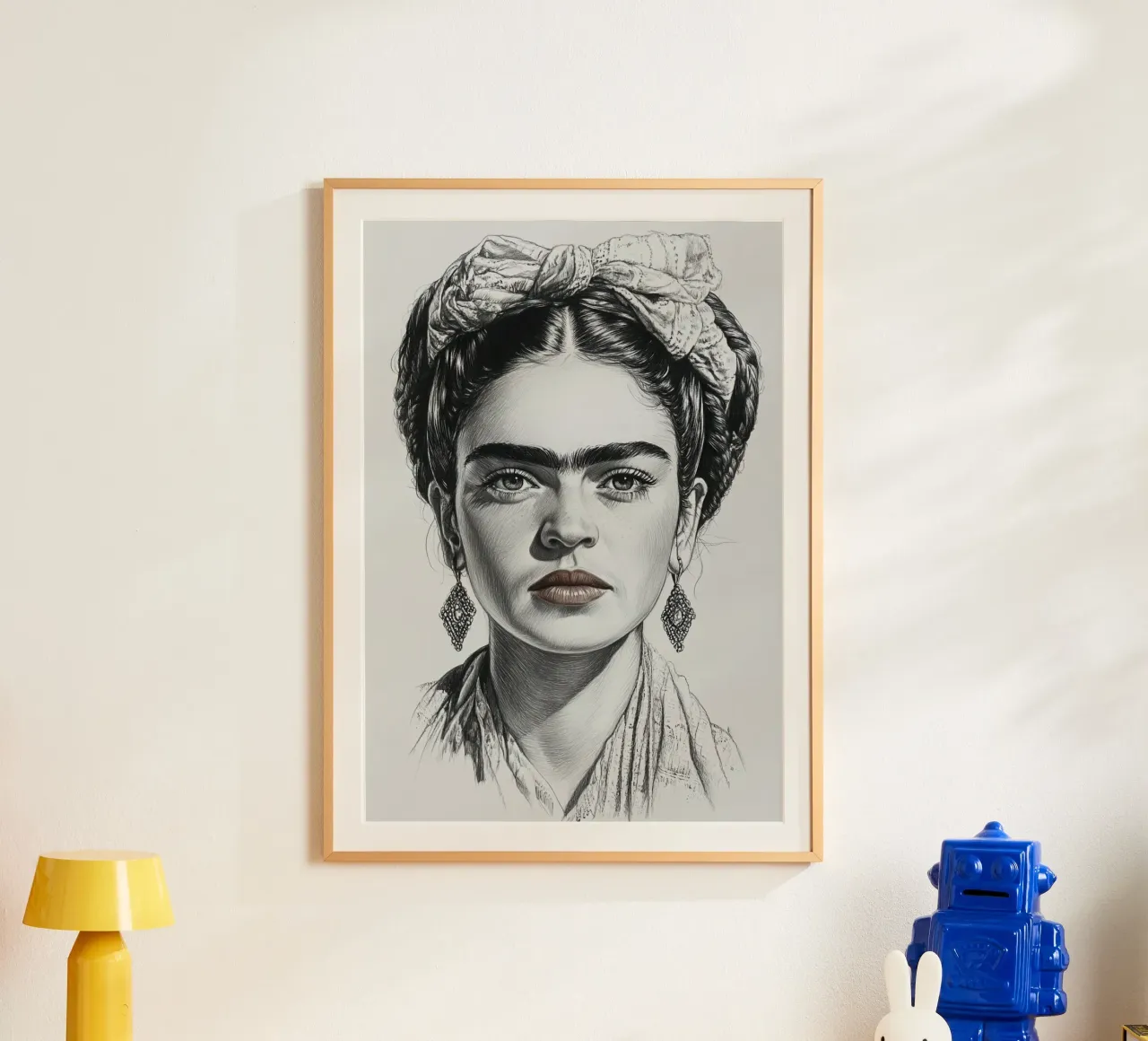 Frida Kahlo - Sii gentile con te stesso poster con telaio in plastica da Fantasias Florales