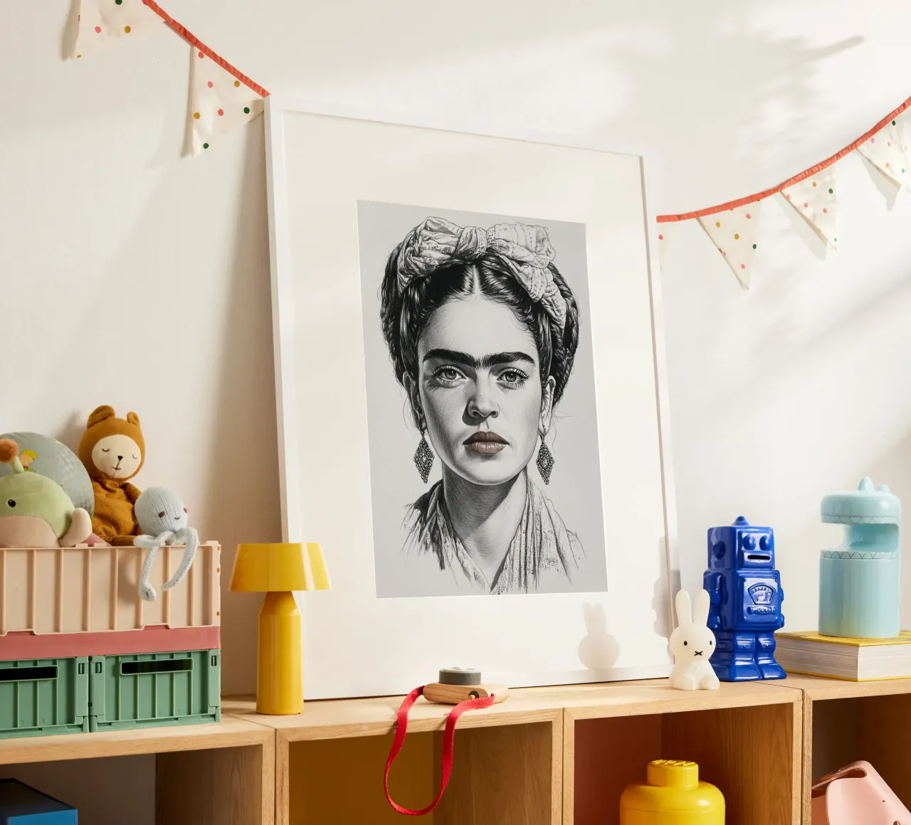 Frida Kahlo - Sii gentile con te stesso poster con telaio in plastica da Fantasias Florales