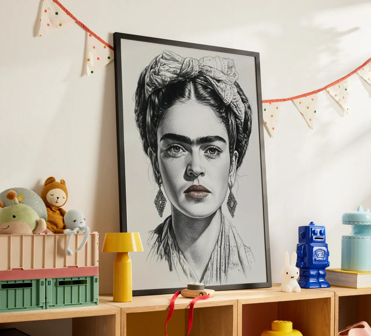 Frida Kahlo - Sii gentile con te stesso poster con telaio in plastica da Fantasias Florales