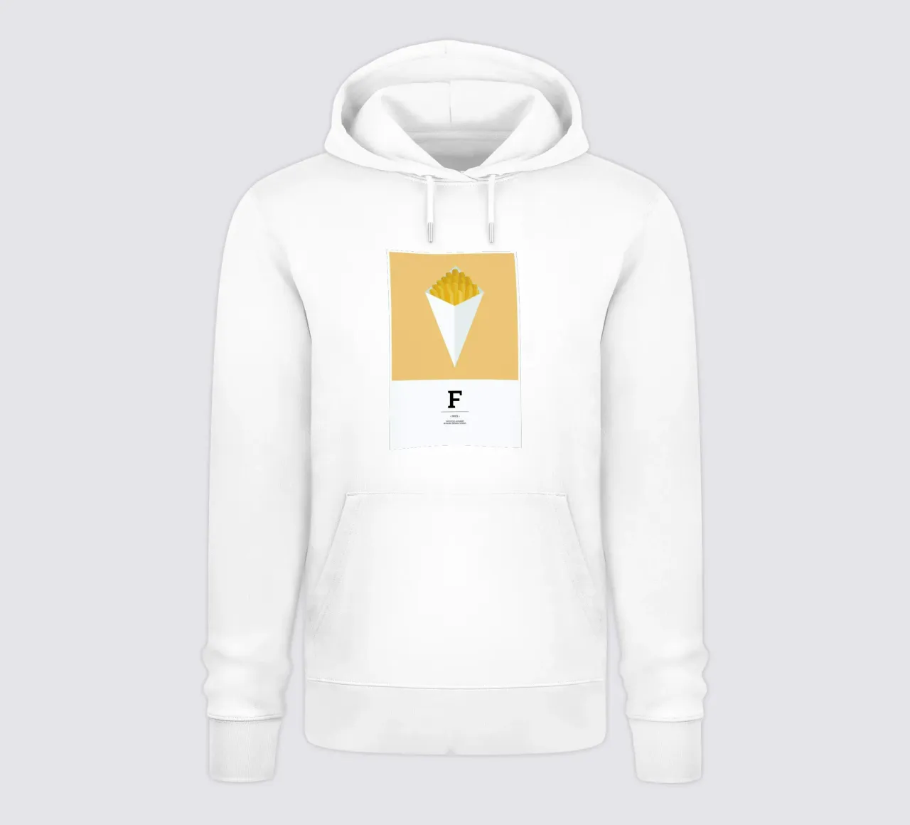 „The Food Alphabet“ - F like Fries felpa con cappuccio da BLAEK Design Studio