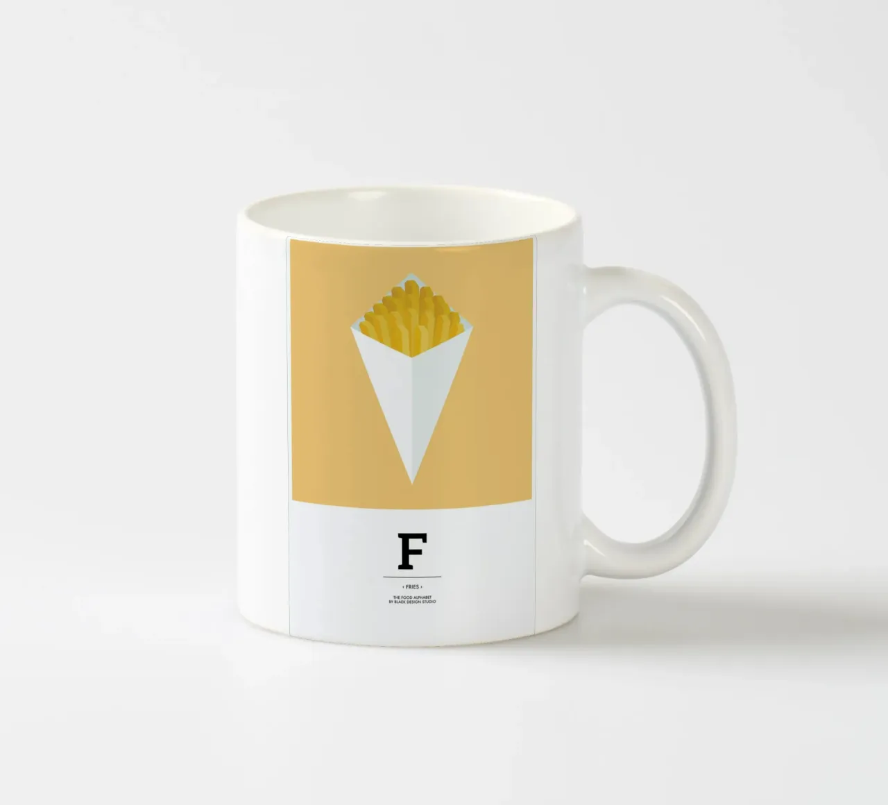 „The Food Alphabet“ - F like Fries tazza in ceramica da BLAEK Design Studio