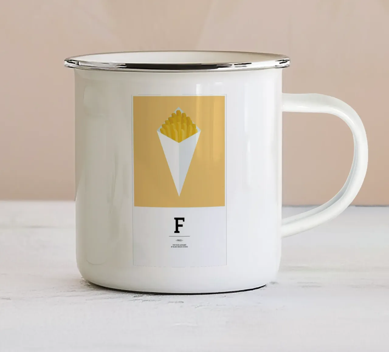 „The Food Alphabet“ - F like Fries tazza in smalto da BLAEK Design Studio