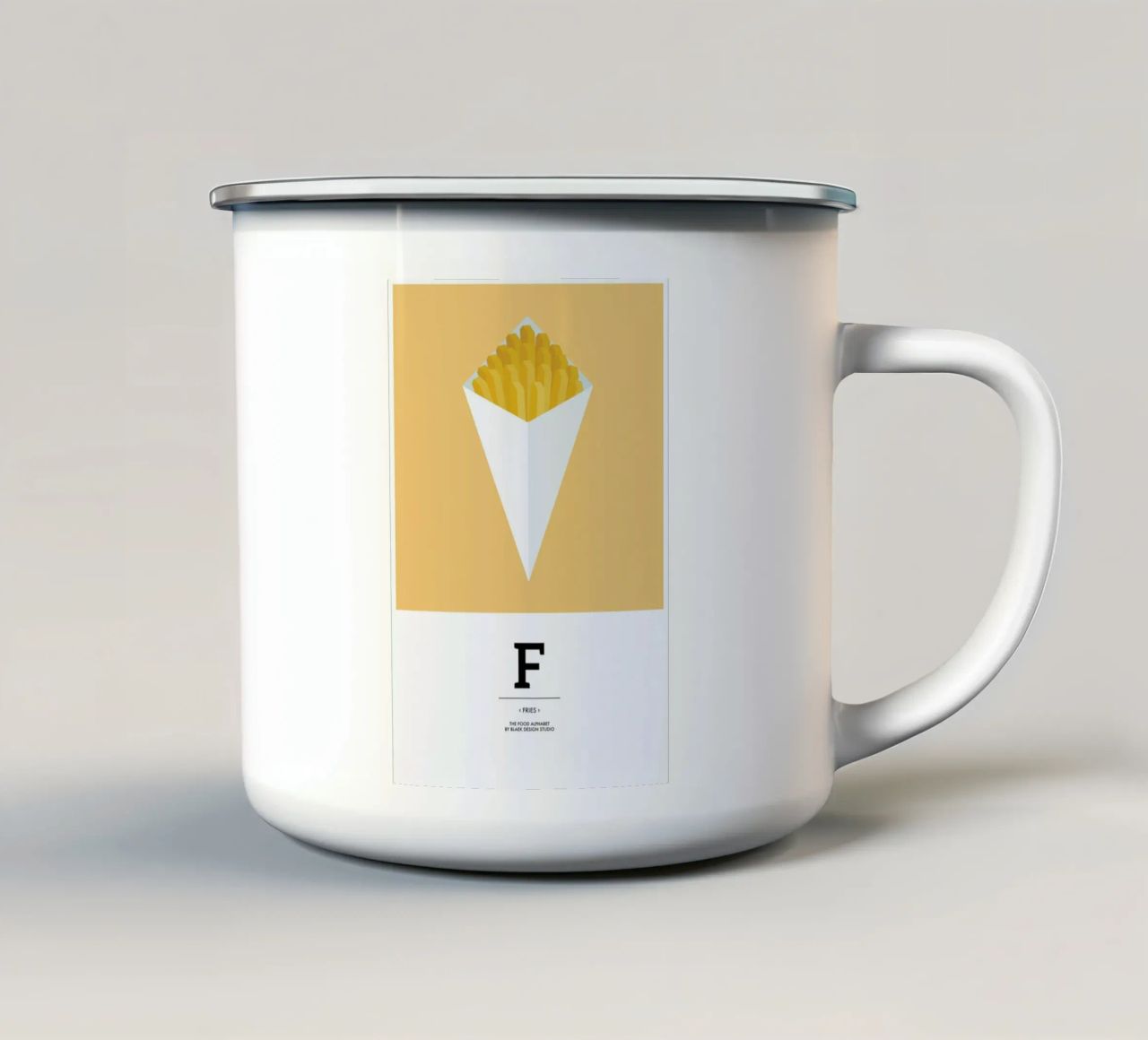 „The Food Alphabet“ - F like Fries tazza in smalto da BLAEK Design Studio