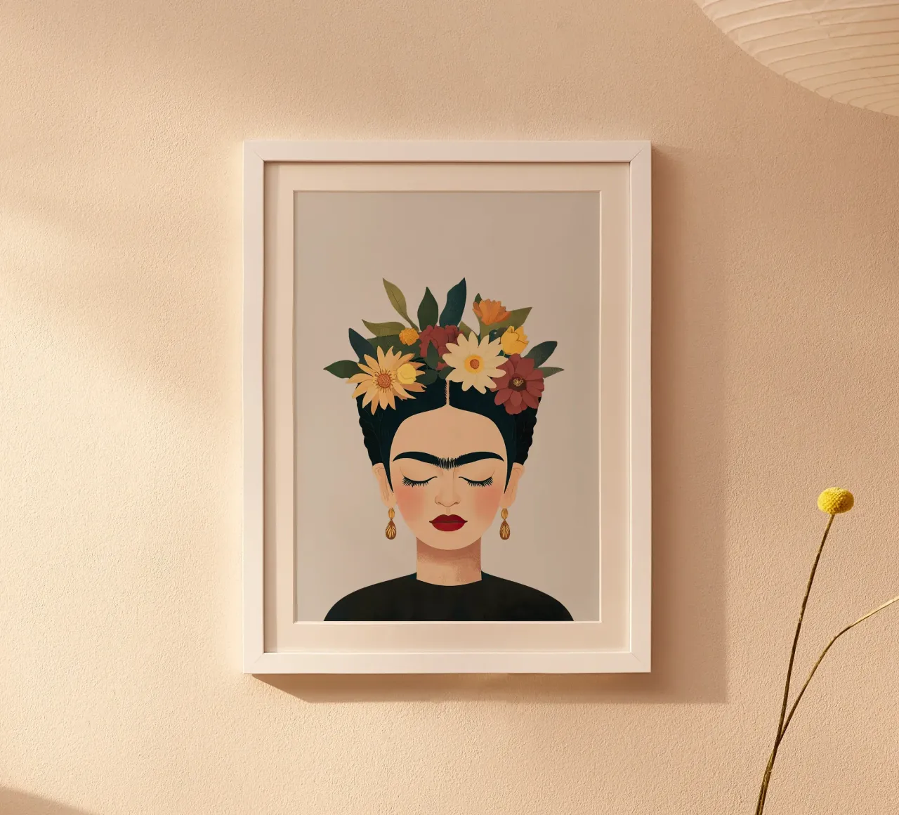 Frida Kahlo - Accepte ton voyage poster avec cadre en bois de Fantasias Florales