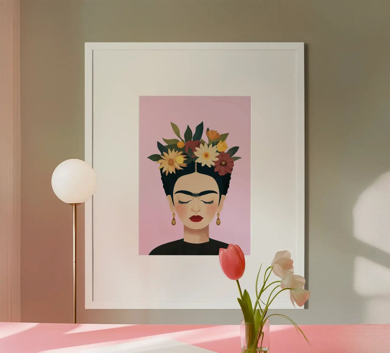 Frida Kahlo - Un futuro pieno di speranza poster con telaio in alluminio da Fantasias Florales