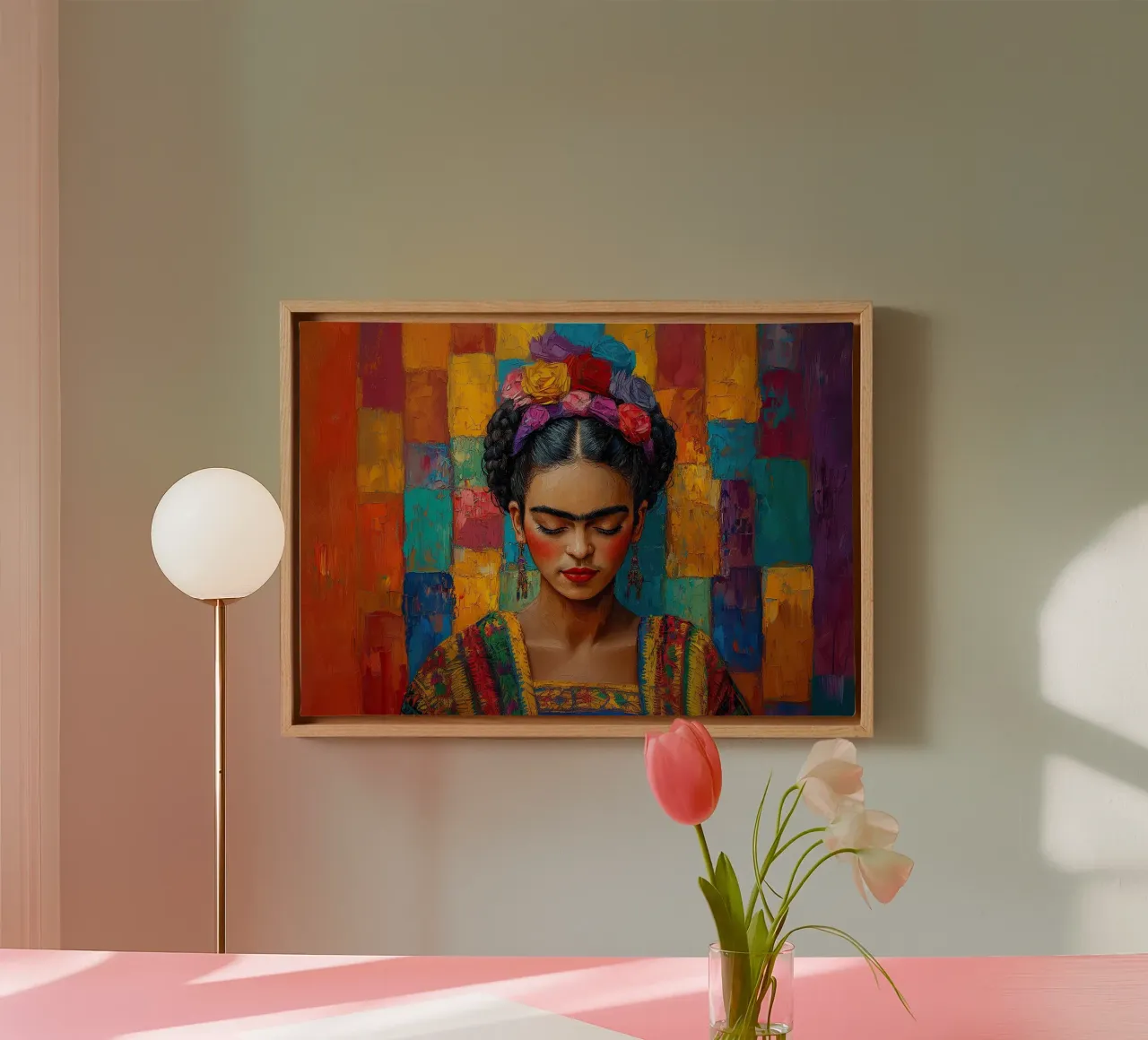 Frida Kahlo - Cree en ti mismo lienzo con Marco flotante de Fantasias Florales