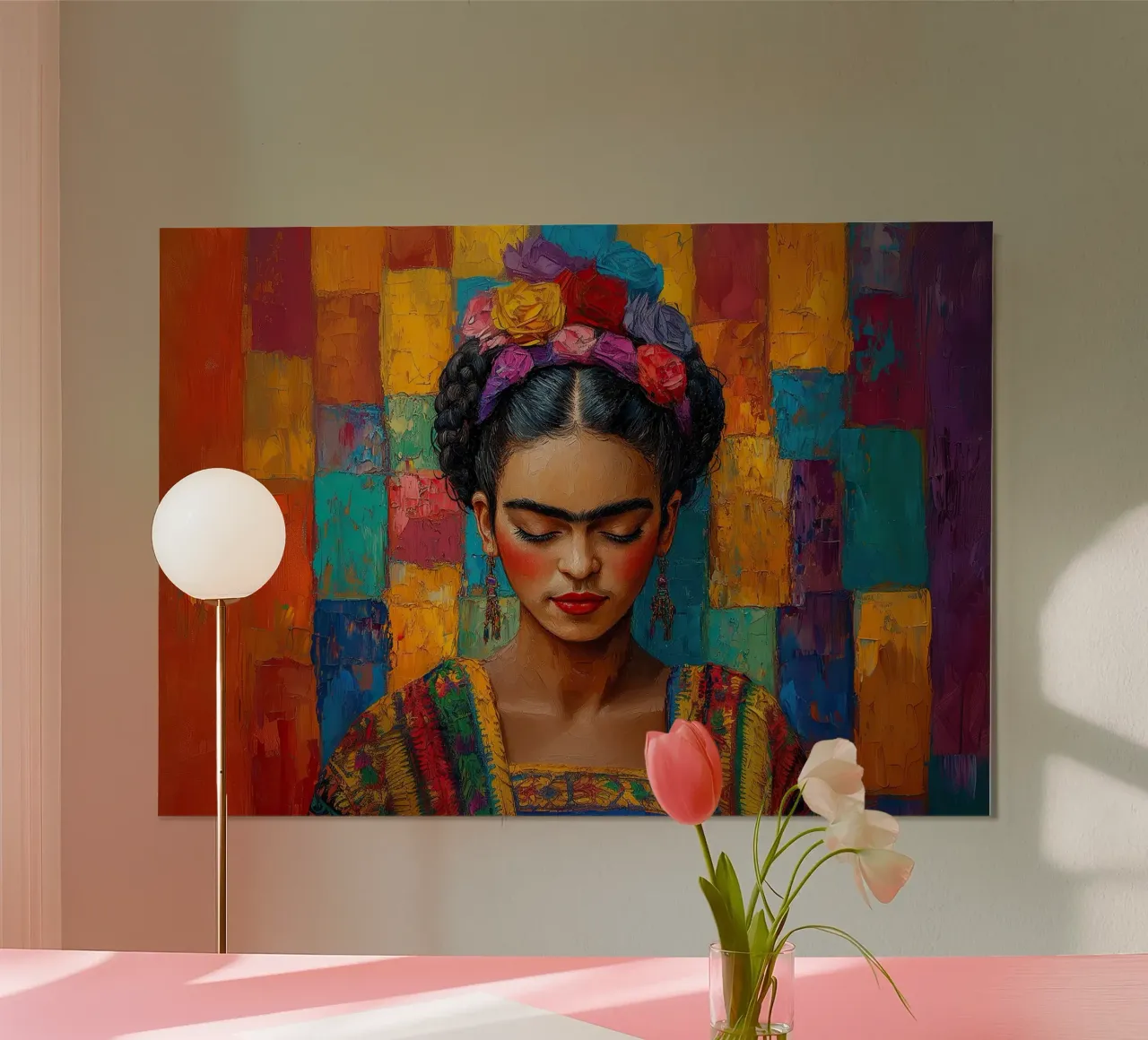 Frida Kahlo - Glaube an dich selbst Poster mit Holzrahmen von Fantasias Florales