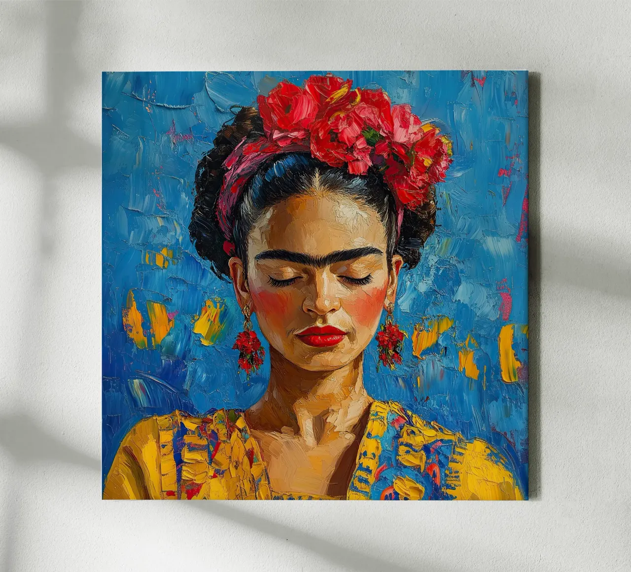 Frida Kahlo - Vertraue deiner Intuition Leinwand mit Schattenfugenrahmen von Fantasias Florales