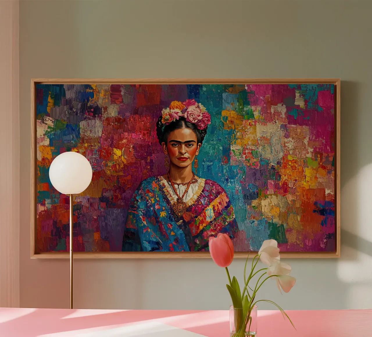 Frida Kahlo - Create your happiness canvas with Floater frame by Fantasias Florales