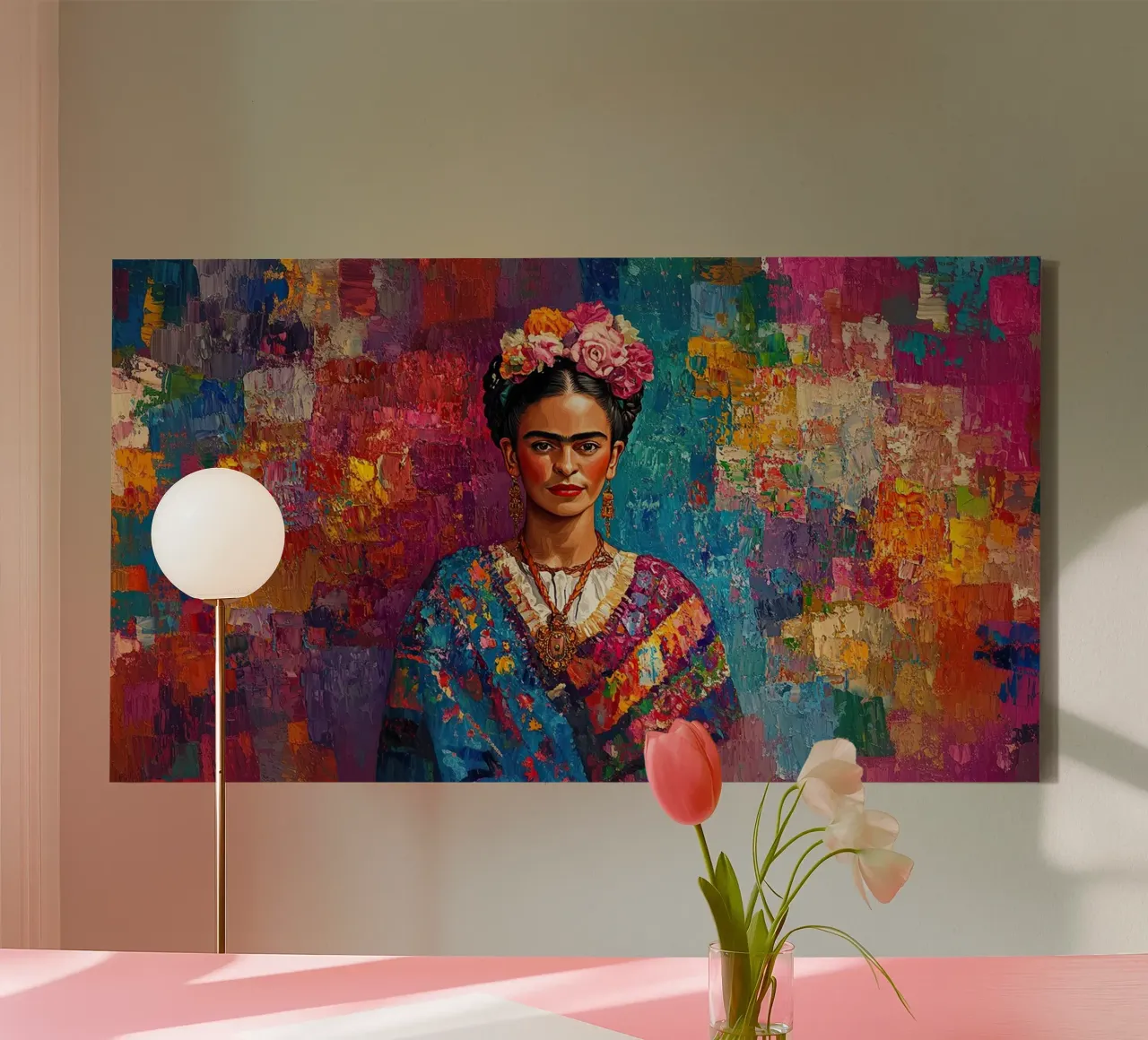 Frida Kahlo - Create your happiness canvas with Floater frame by Fantasias Florales