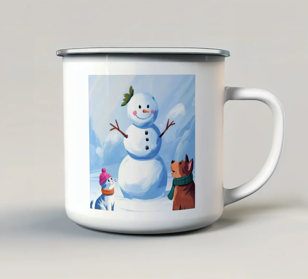 Pupazzo di neve Gioia d'inverno tazza in smalto da Timeless Huse