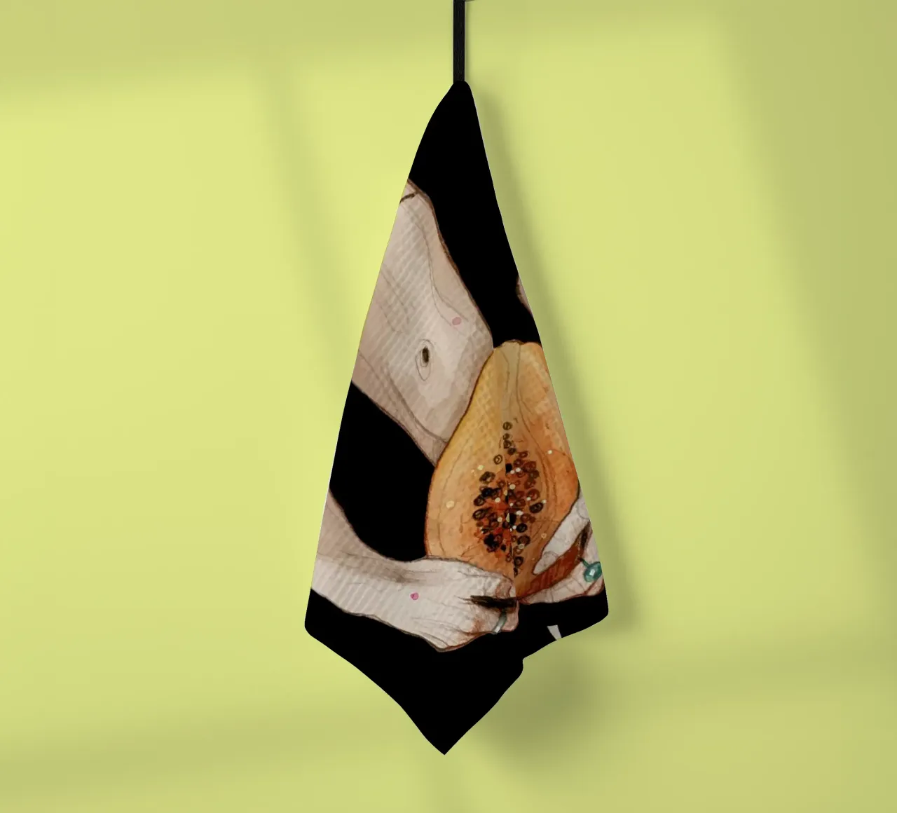 Papaya tea towel by Ina Stanimirova