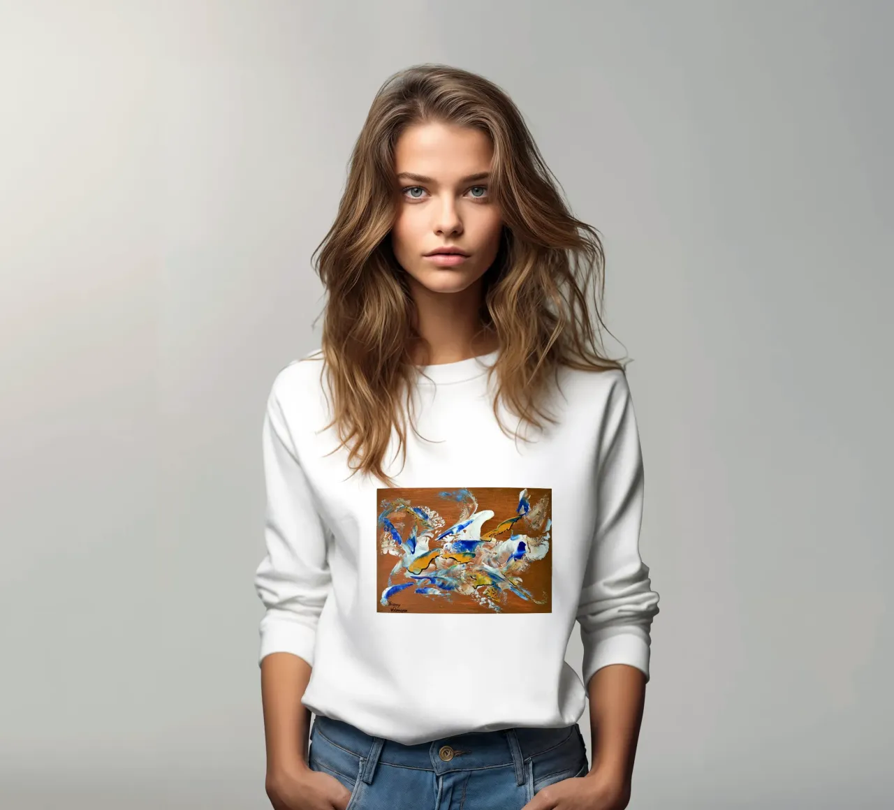 MESSAGE FROM THE HEART 3. sweatshirt van Thierry Vobmann Abstract painting