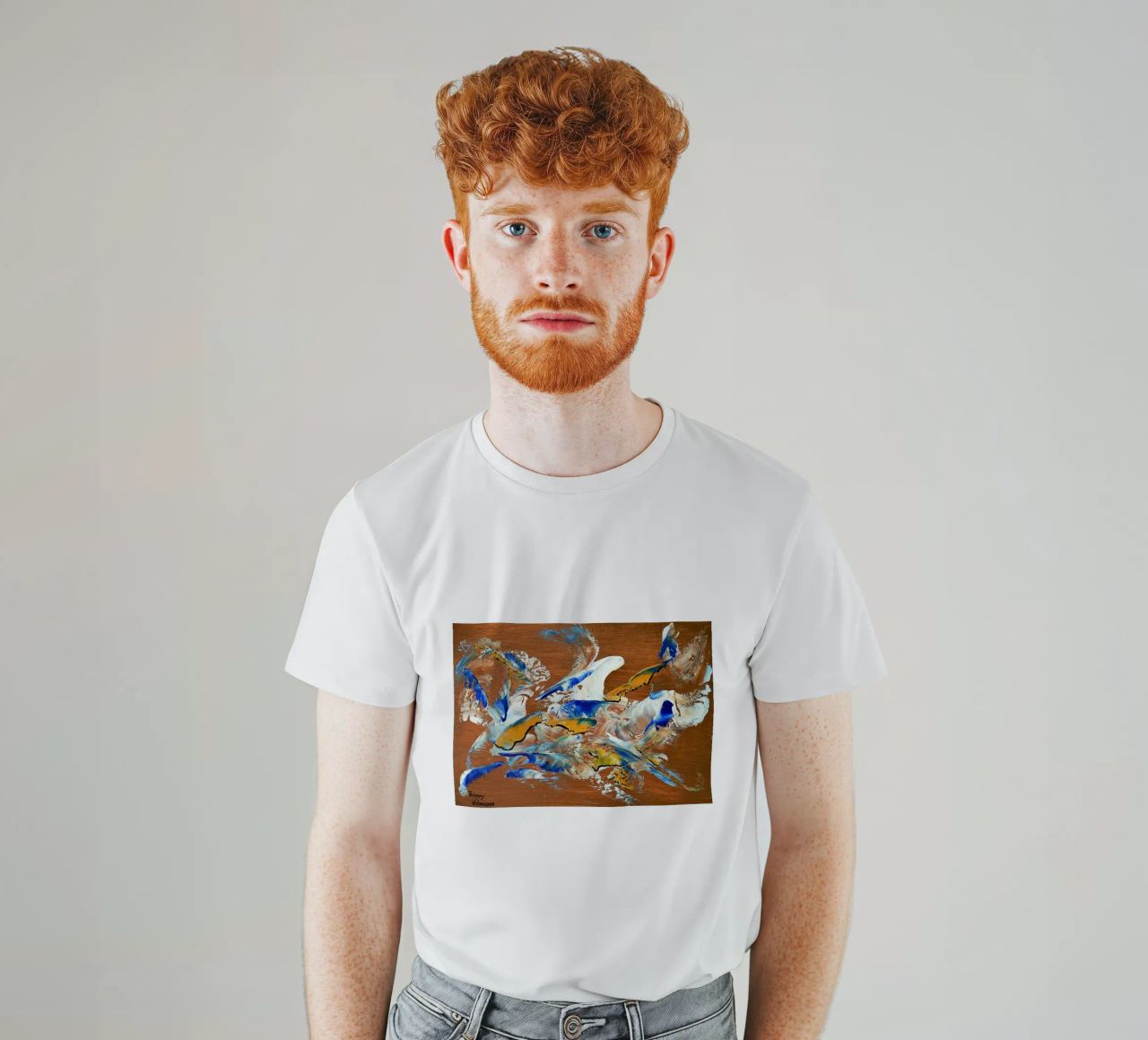 MESSAGE FROM THE HEART 3. t-shirt da Thierry Vobmann Abstract painting