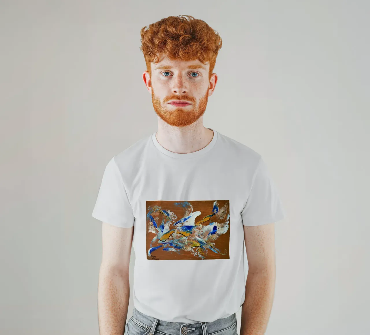 MESSAGE FROM THE HEART 3. t-shirt da Thierry Vobmann Abstract painting