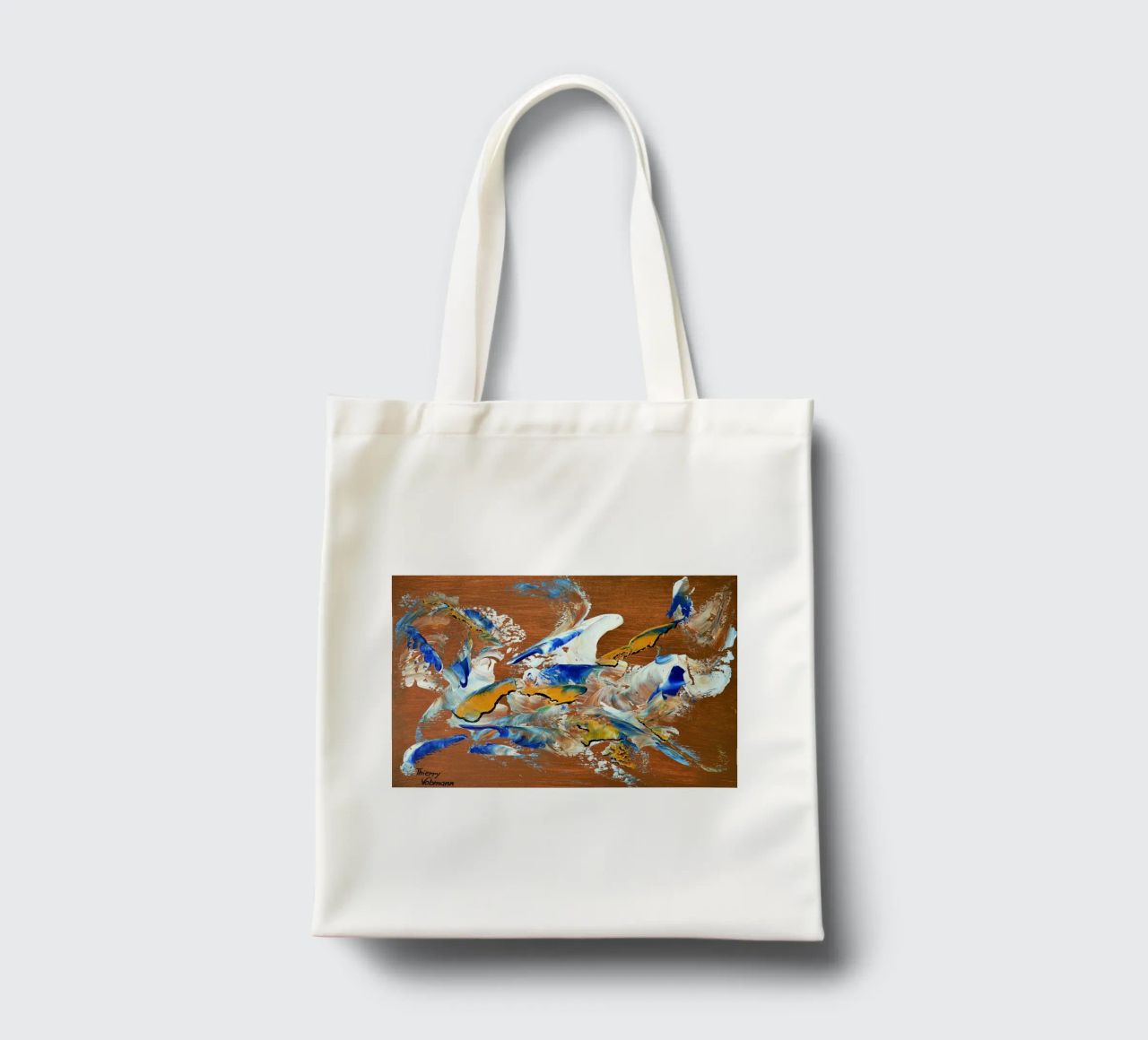 MESSAGE FROM THE HEART 3. borsa in juta da Thierry Vobmann Abstract painting