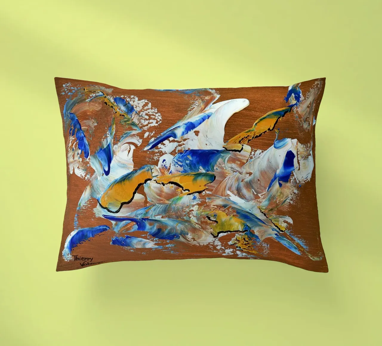 MESSAGE FROM THE HEART 3. cuscino da Thierry Vobmann Abstract painting