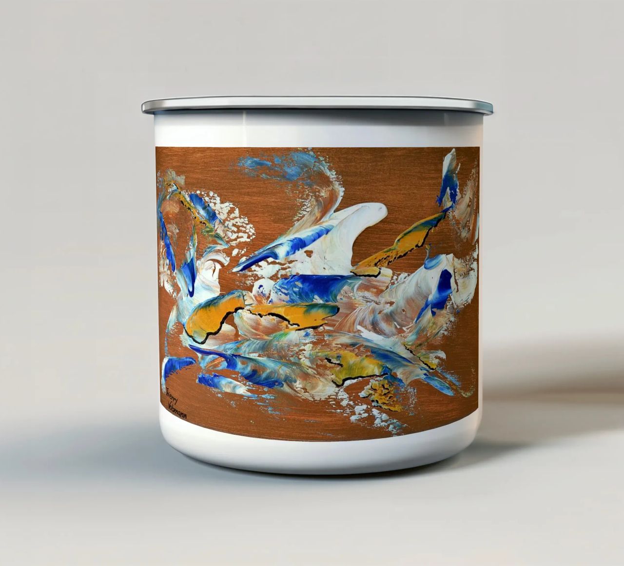 MESSAGE FROM THE HEART 3. tazza in smalto da Thierry Vobmann Abstract painting