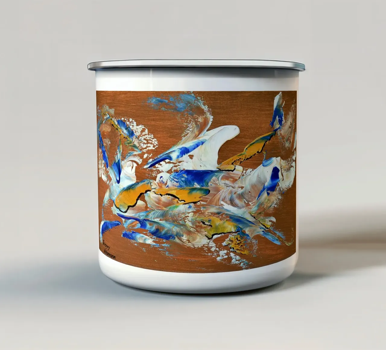 MESSAGE FROM THE HEART 3. mug en émail de Thierry Vobmann Abstract painting
