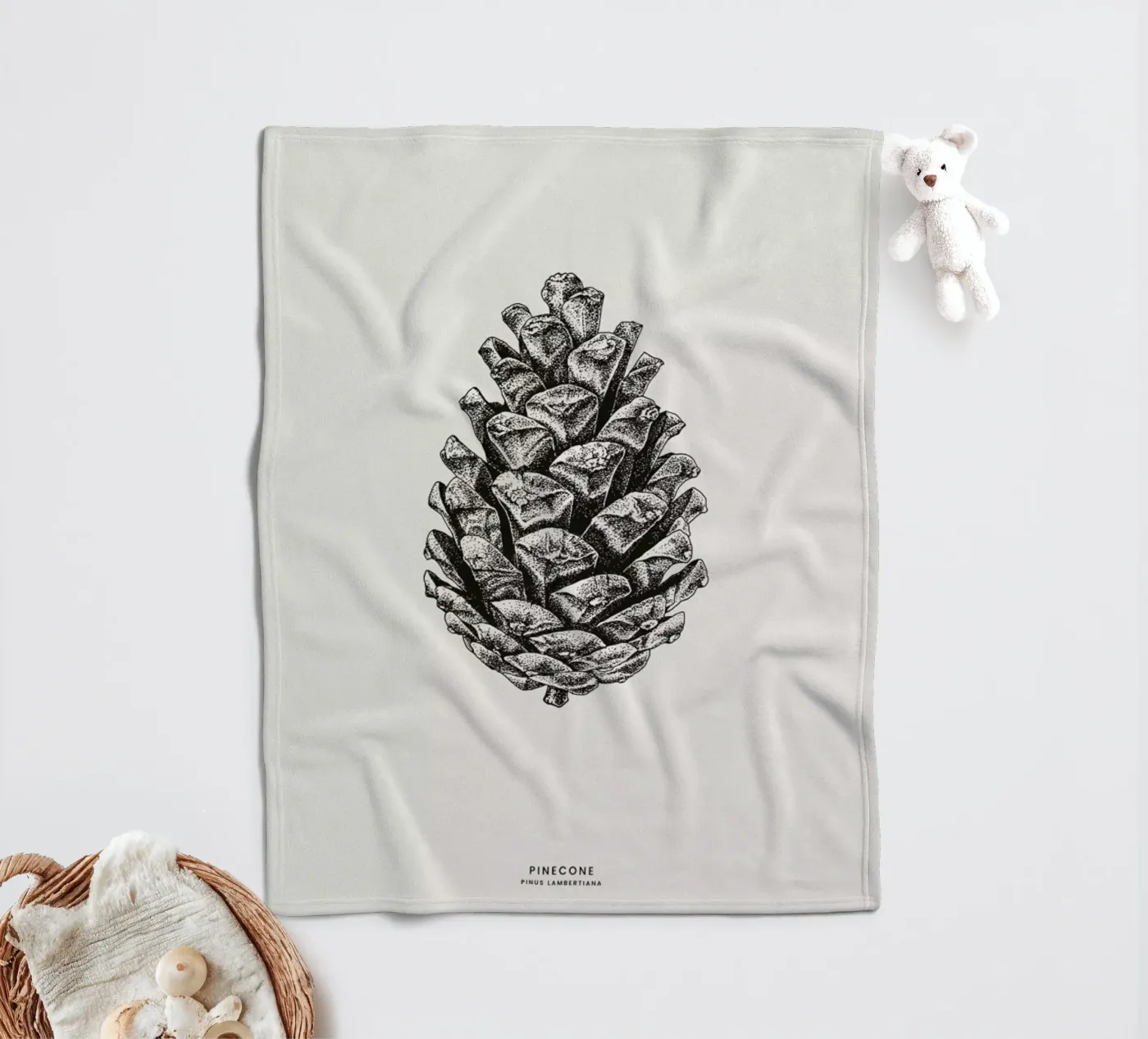 Pinecone fleece blanket by Flora & Fauna