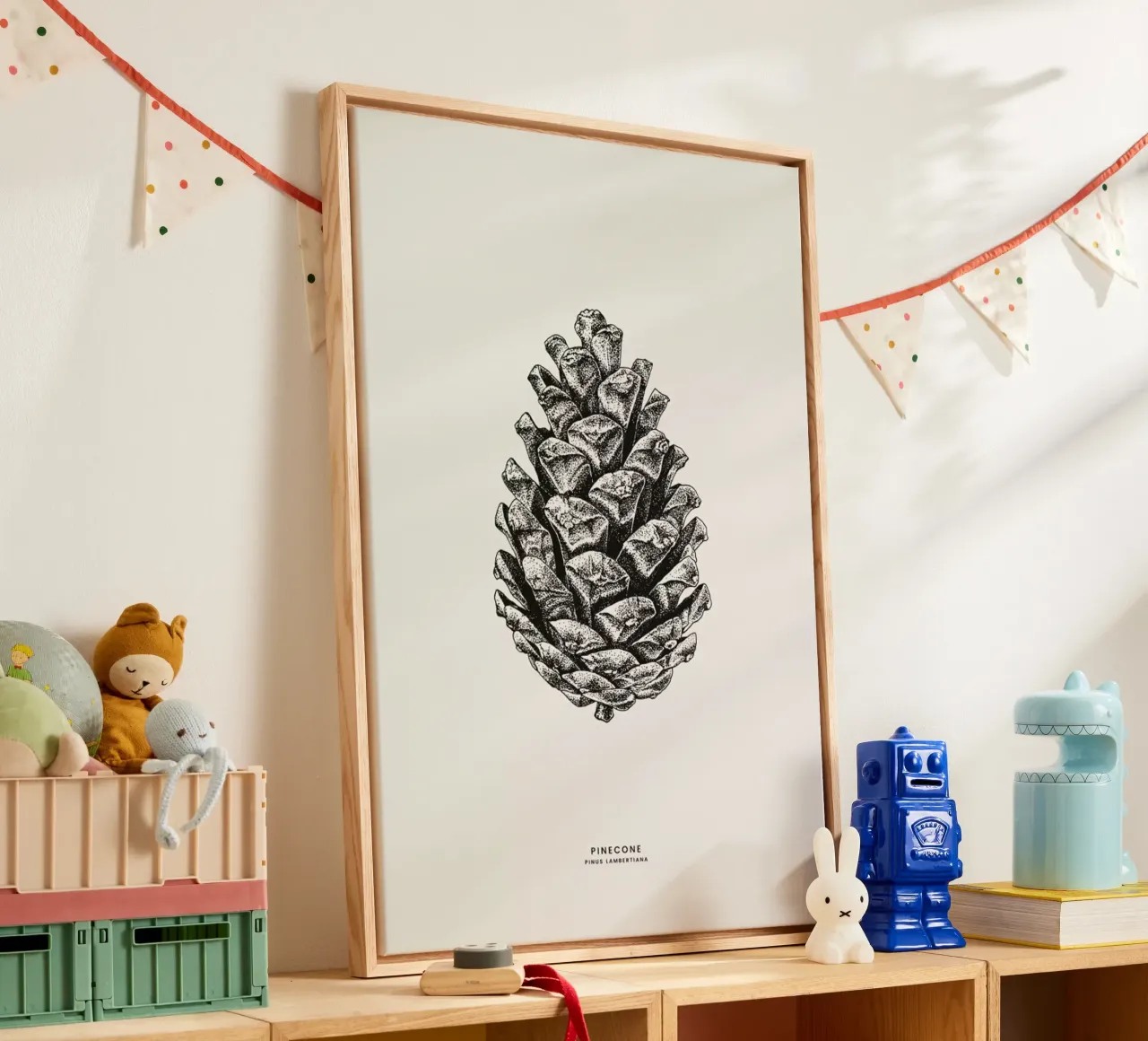 Pinecone tela con Cornice a cassetta da Flora & Fauna