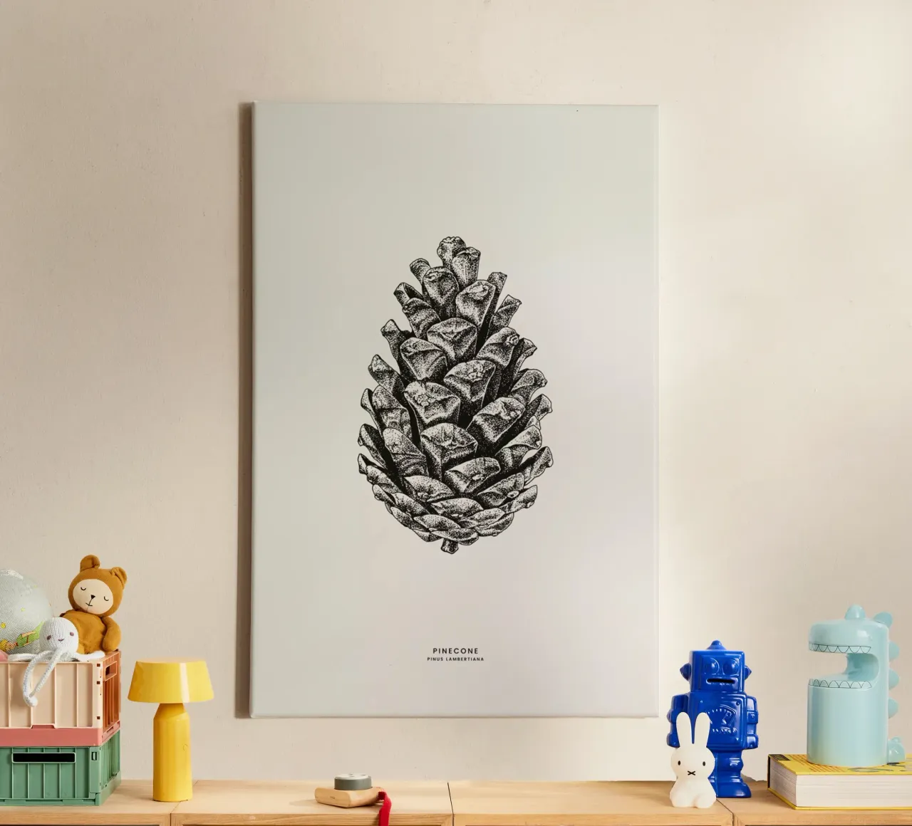 Pinecone tela con Cornice a cassetta da Flora & Fauna