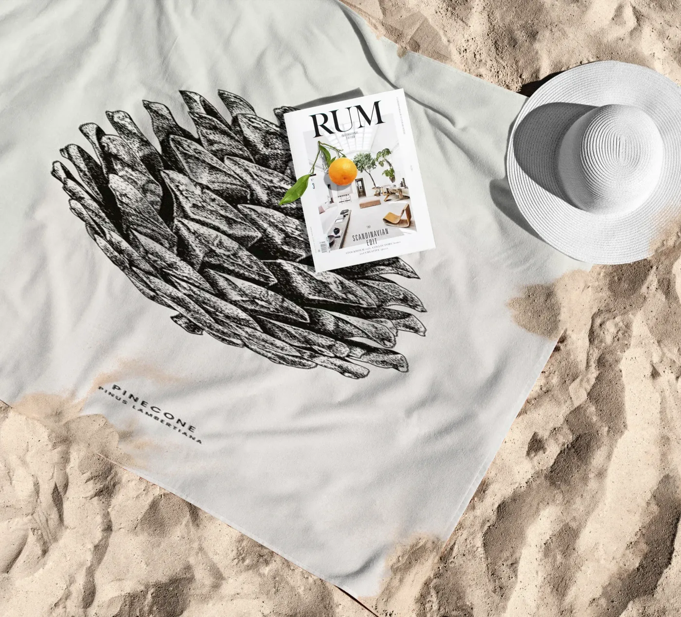 Pinecone beach towel by Flora & Fauna