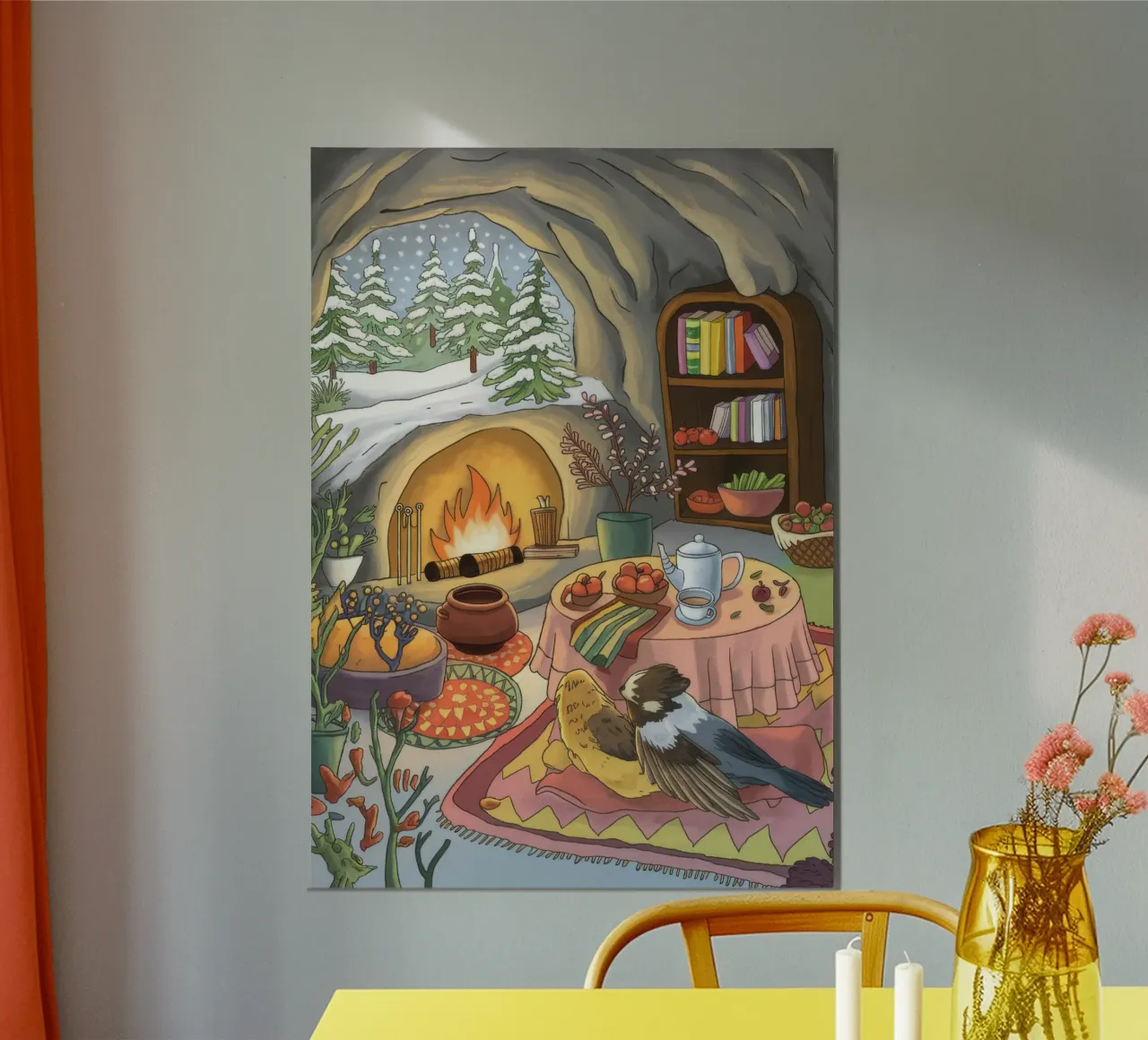 Serenità del focolare invernale poster con telaio in alluminio da Timeless Huse